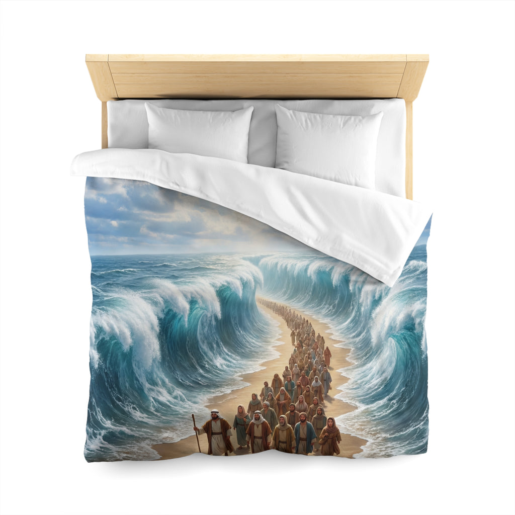Christian Duvet Cover / Moses Parting the Red Sea Inspirational Bedding