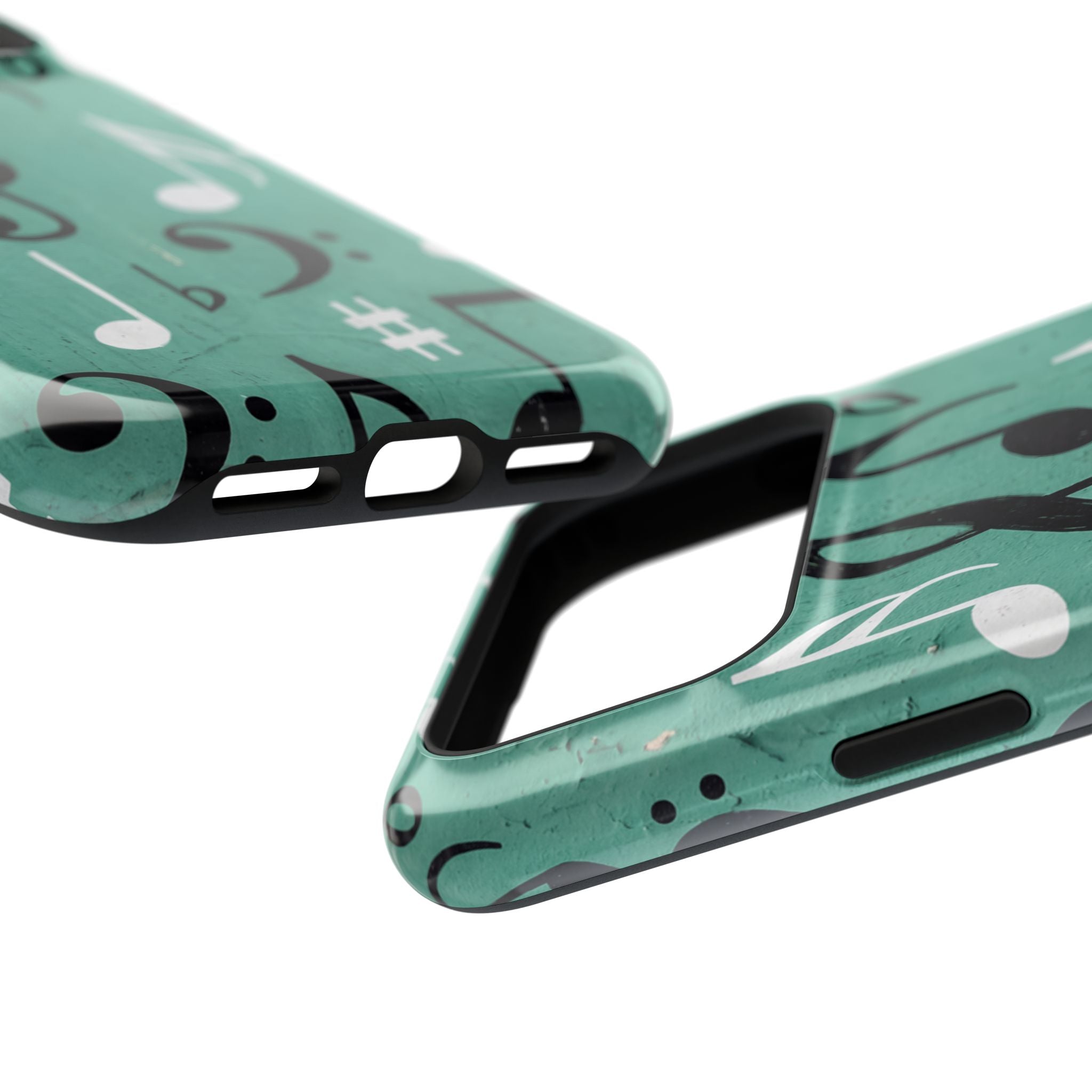 Teal Music Notes Phone Case | Impact-Resistant Case
