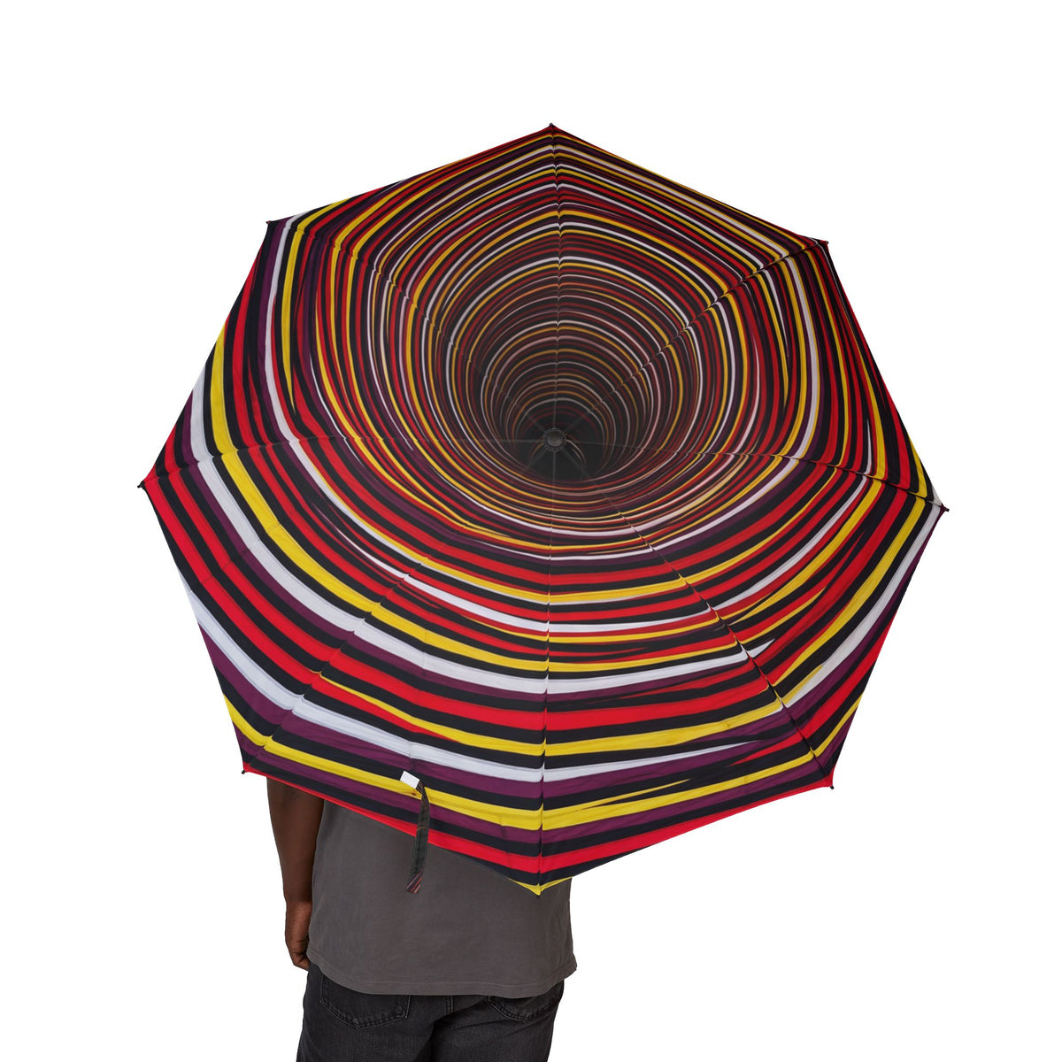 Spiral Stripe Pattern Umbrella | Red Yellow Swirl Foldable Umbrella