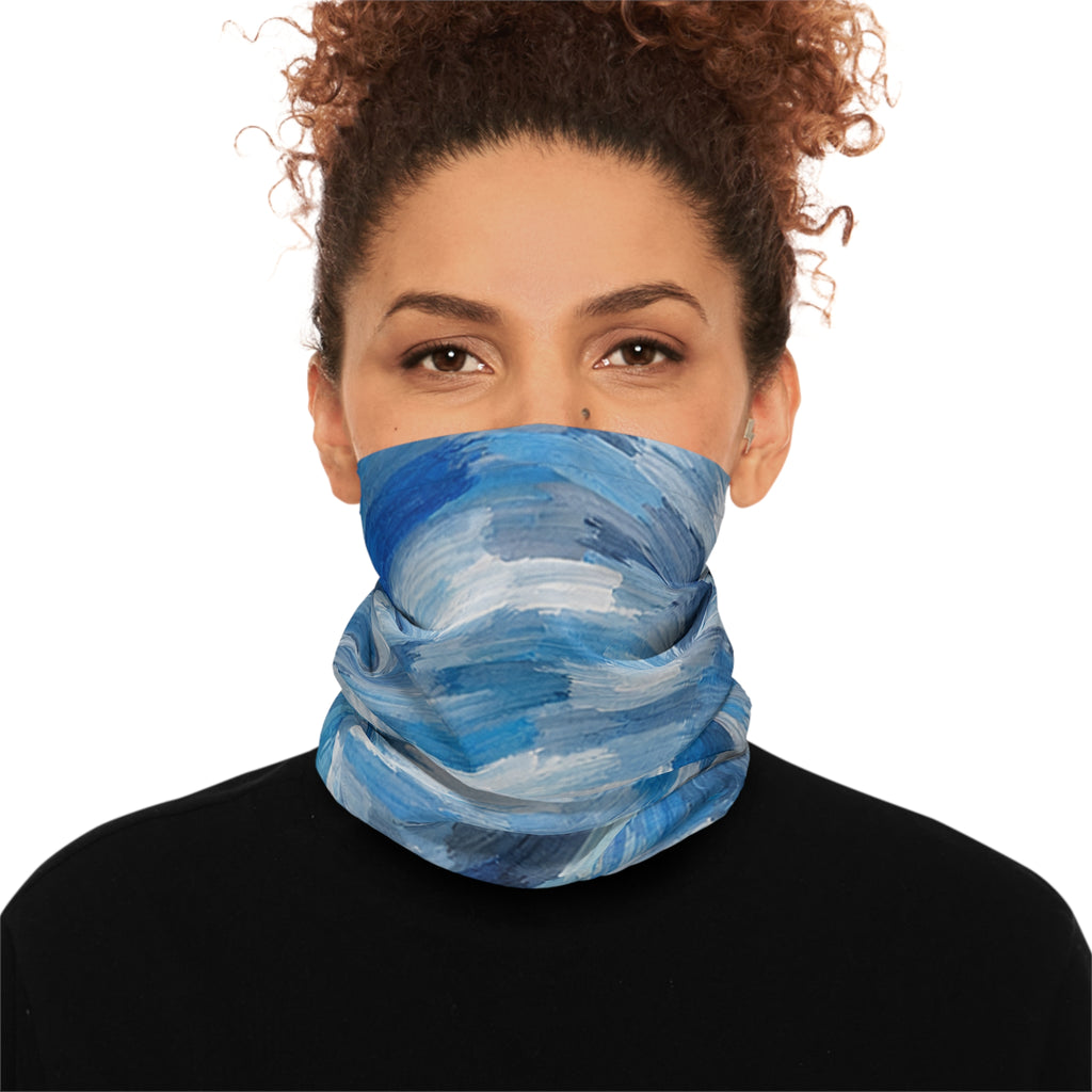 Blue Swirl Pattern Neck Gaiter | Abstract Spiral Design, Lightweight