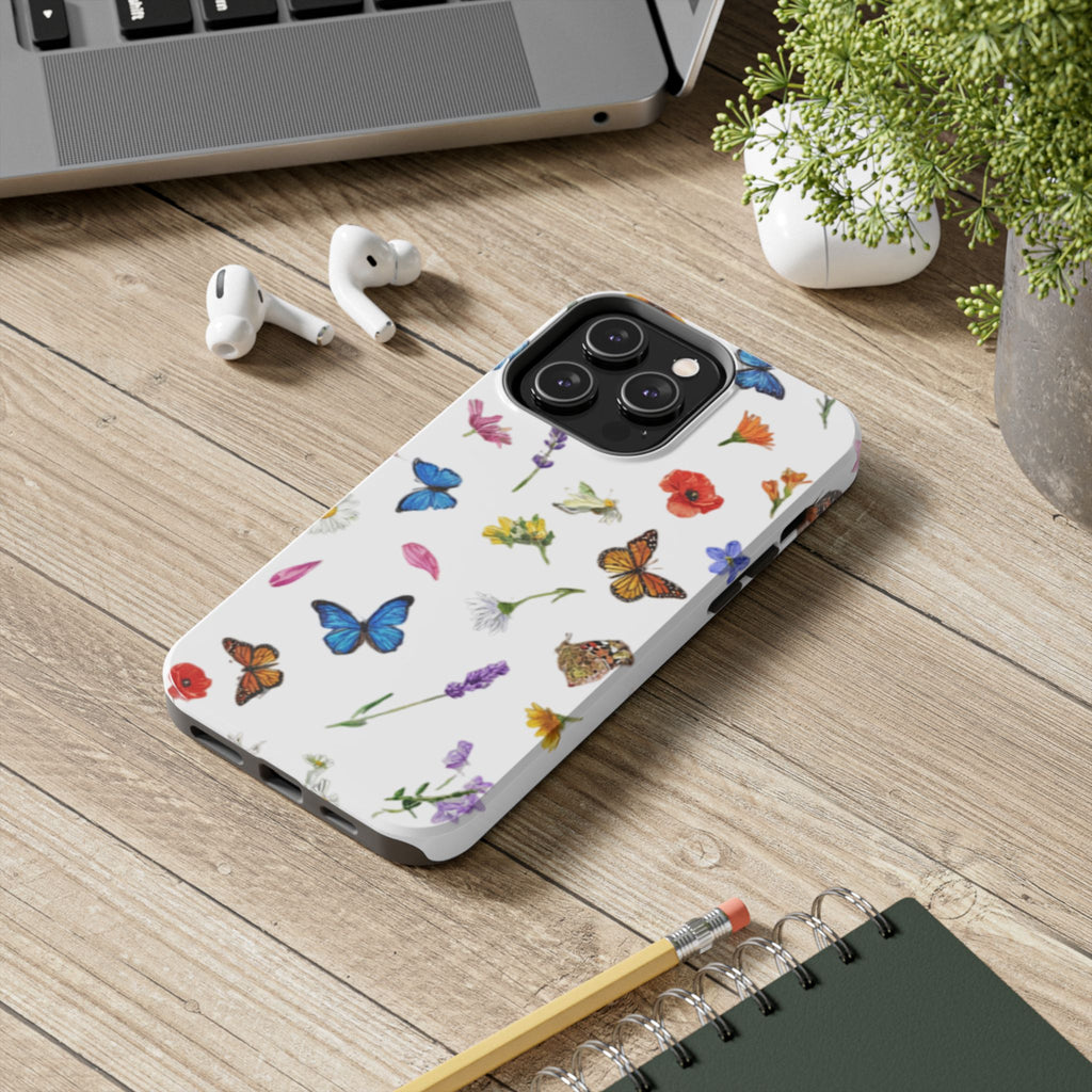 Butterfly Meadow Tough Phone Case / Floral Protective Phone Cover