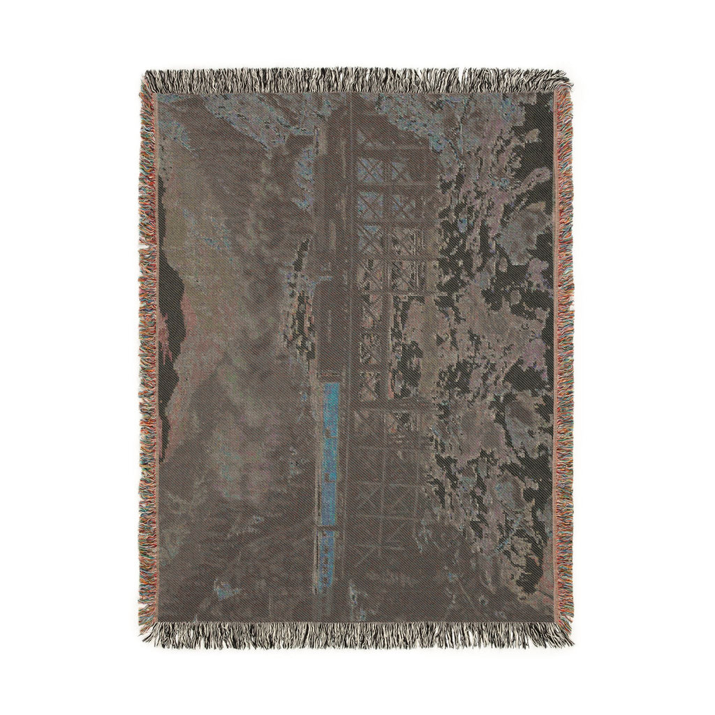 Mountain Train Landscape Woven Blanket | Scenic River Throw