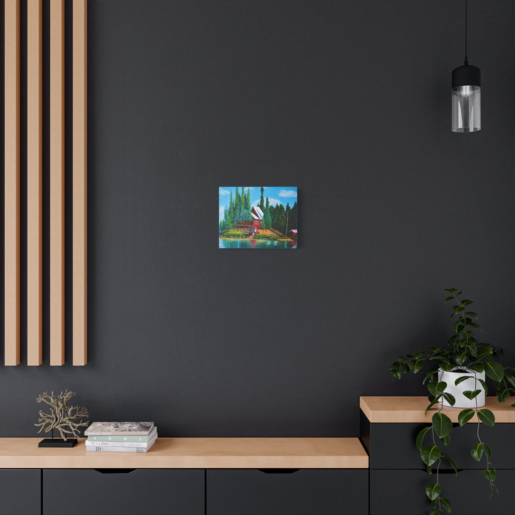 Lakeside Red Cabin /Matte Canvas