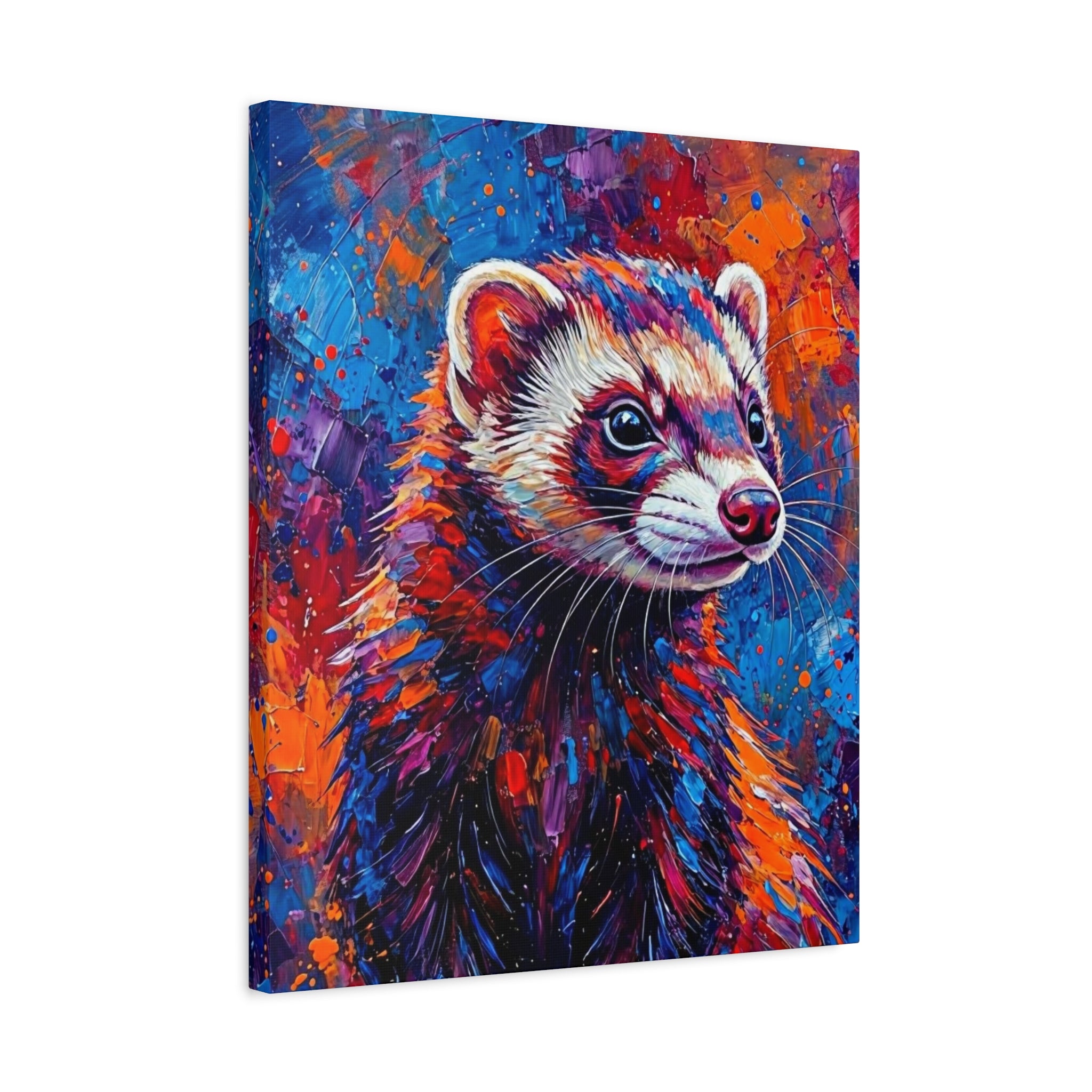 Colorful Ferret Canvas Print /Vibrant Pop-Art Animal Wall Art
