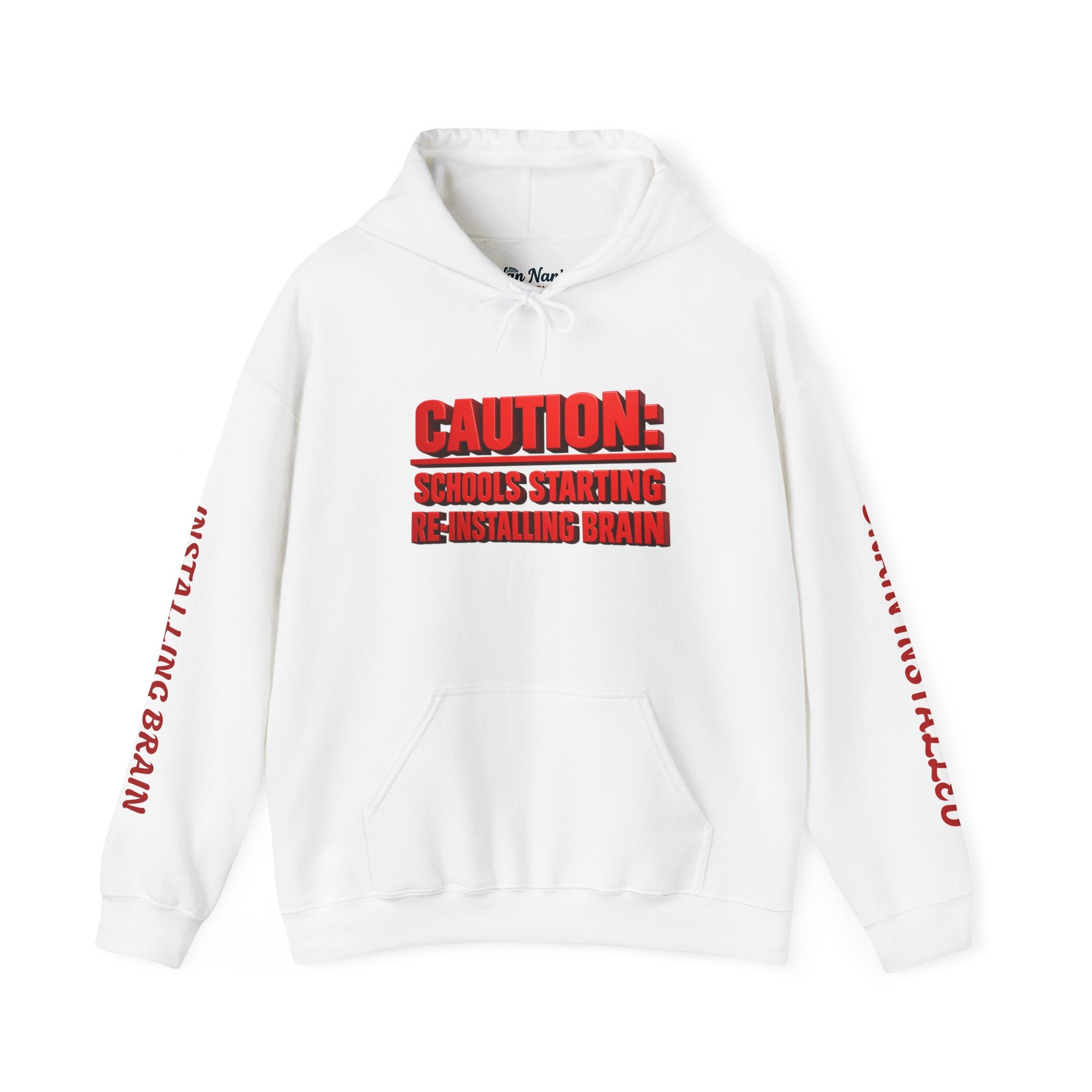 Caution Schools Starting Re-Installing Brain Unisex Graphic Hoodie – Funny Back-to-School Sweatshirt