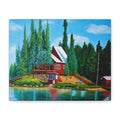 Lakeside Red Cabin /Matte Canvas