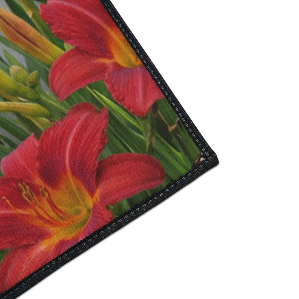 Hummingbirds and Wildflowers Floor Mat | Garden Fence Floral Doormat