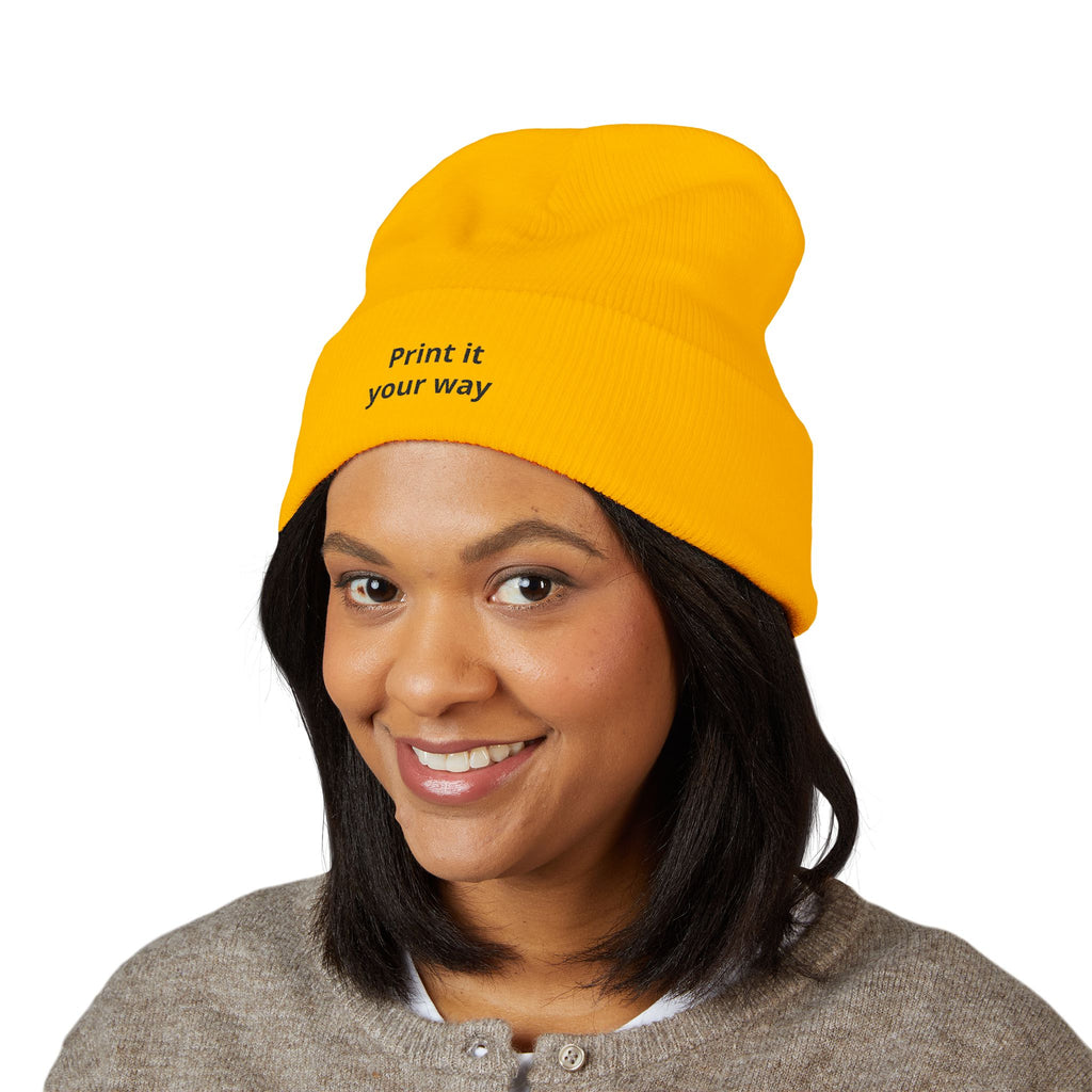Print It Your Way beanie | Cuffed Embroidered Beanie, Custom Text