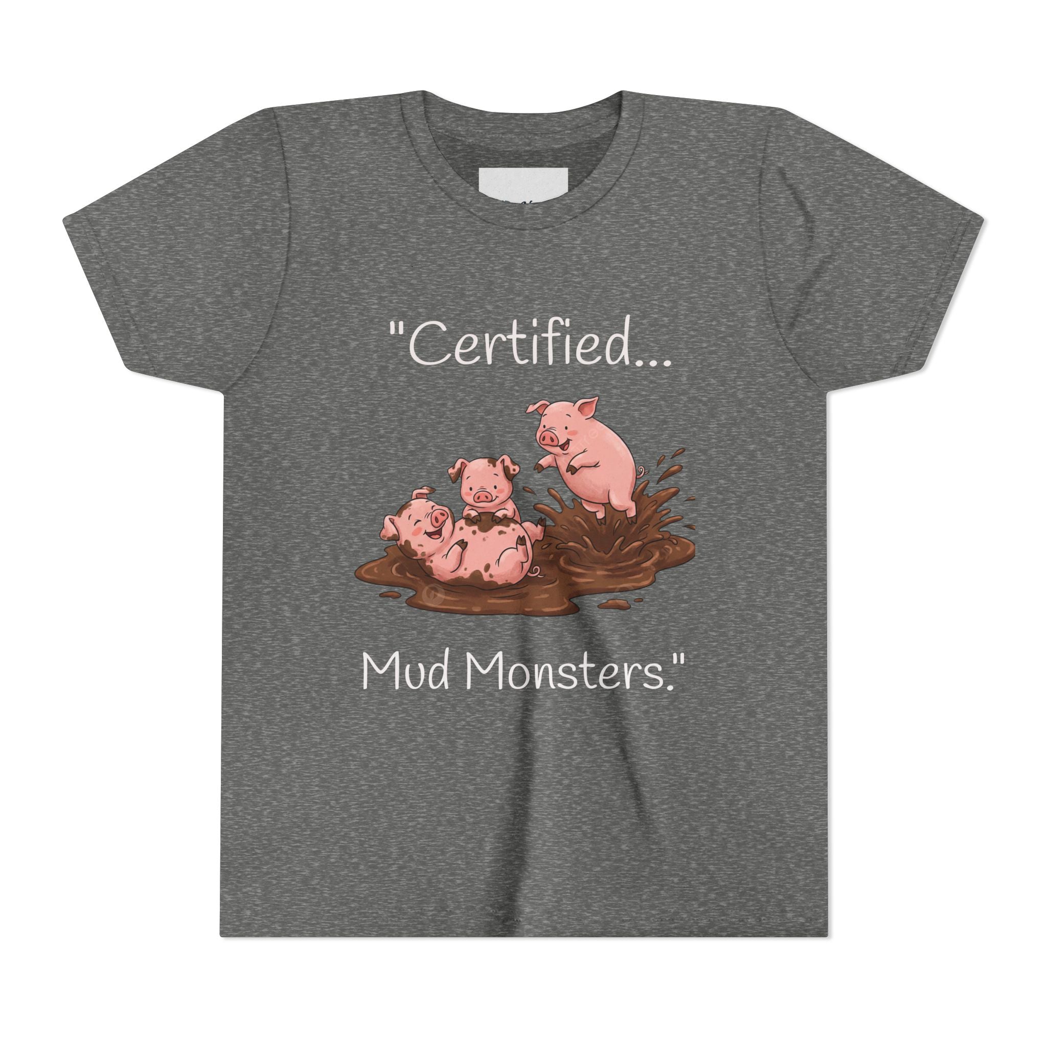 Certified Mud Monsters Kids Graphic T-Shirt – Playful Piglets Youth Cotton Tee