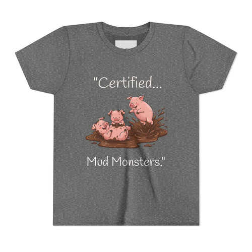 Certified Mud Monsters Kids Graphic T-Shirt – Playful Piglets Youth Cotton Tee