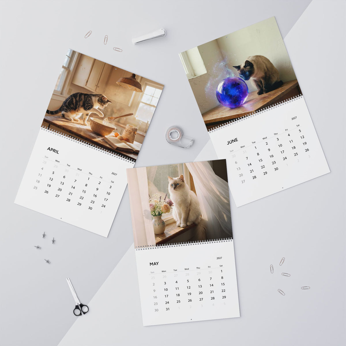Cozy Cat Photography Wall Calendar | 2027 Monthly Cat Photo Calendar