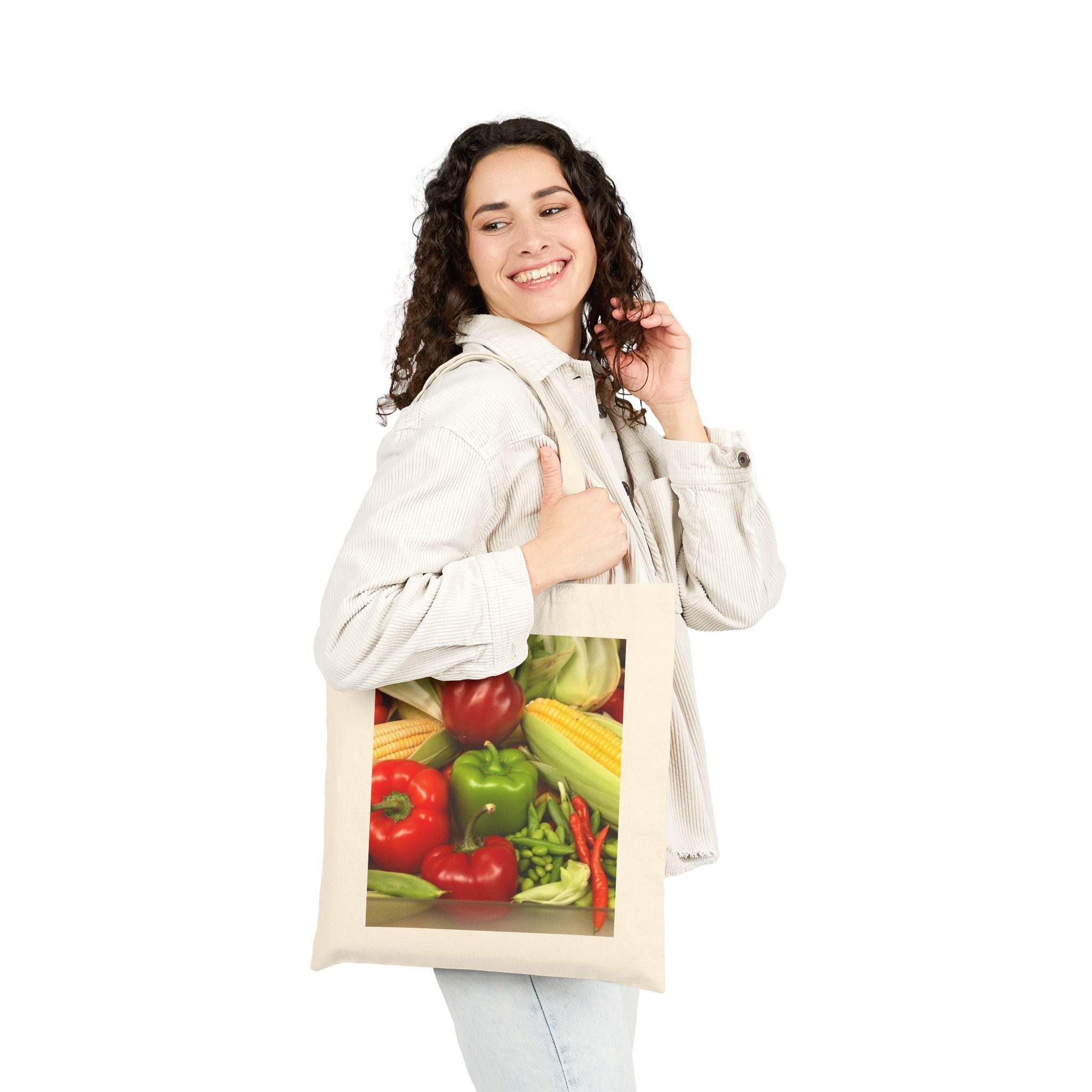 Canvas Tote Bag / Fresh Veggies Market Print | Farmers Market Grocery Tote