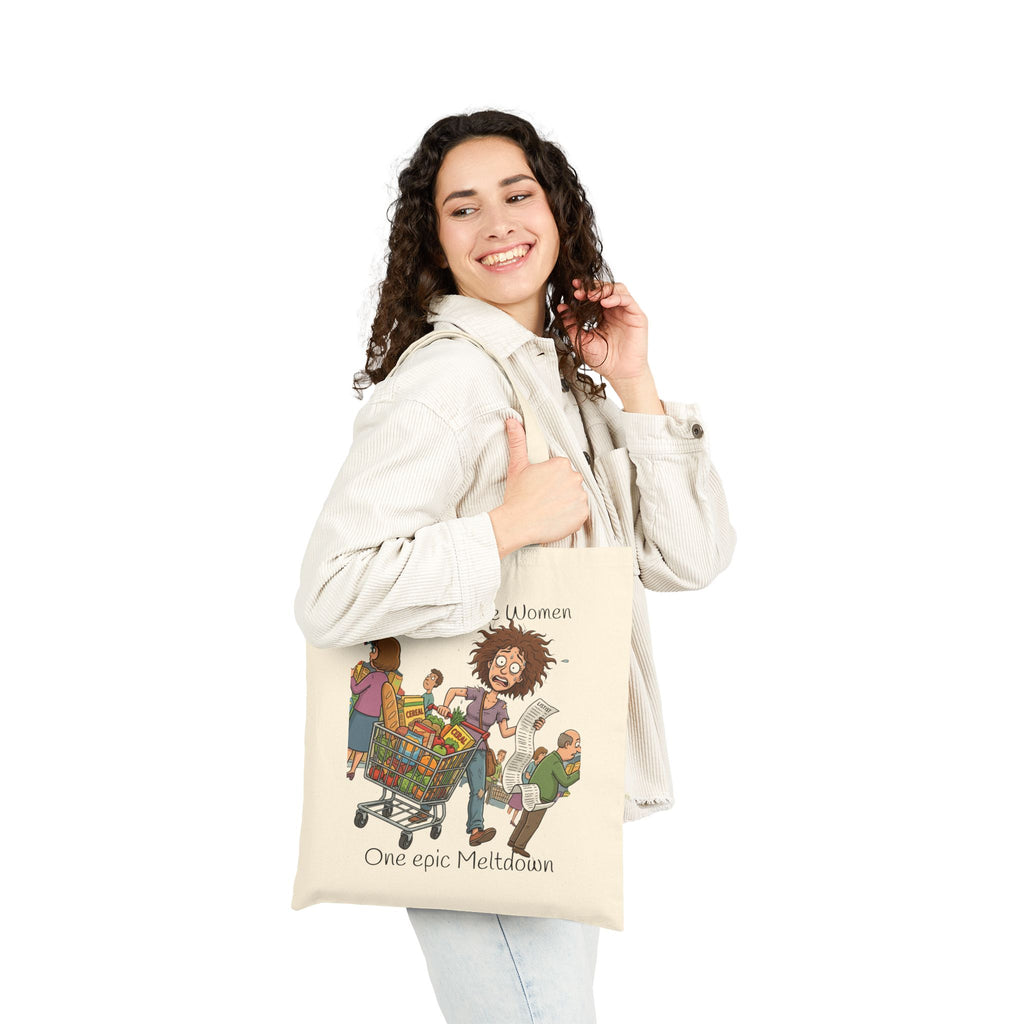 Funny Grocery Tote Bag / Epic Meltdown" Cotton Canvas Shopper