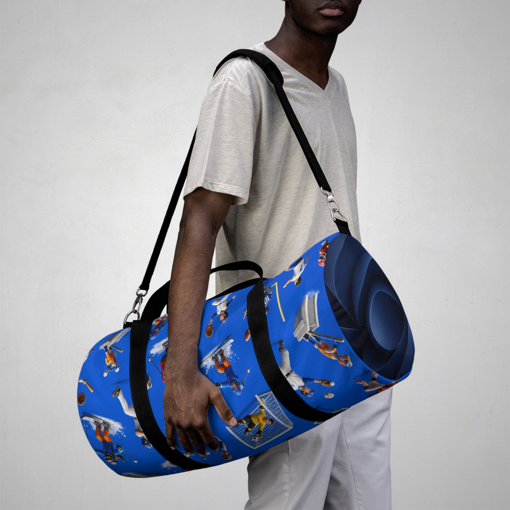 Football Players Pattern Duffel Bag — Sport Travel Gym Bag for Fans & Athletes
