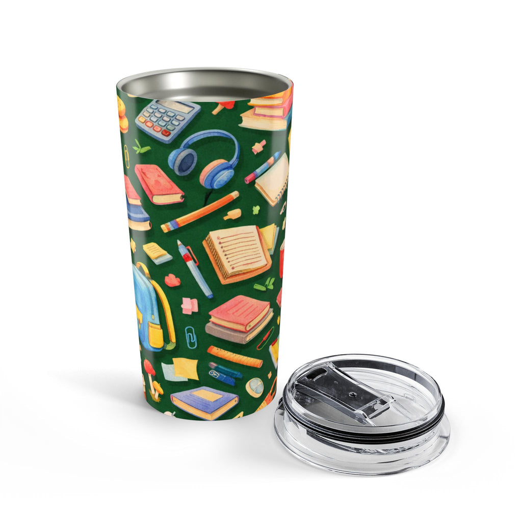 Back to School Pattern Tumbler 20oz | Books, Backpack, Coffee