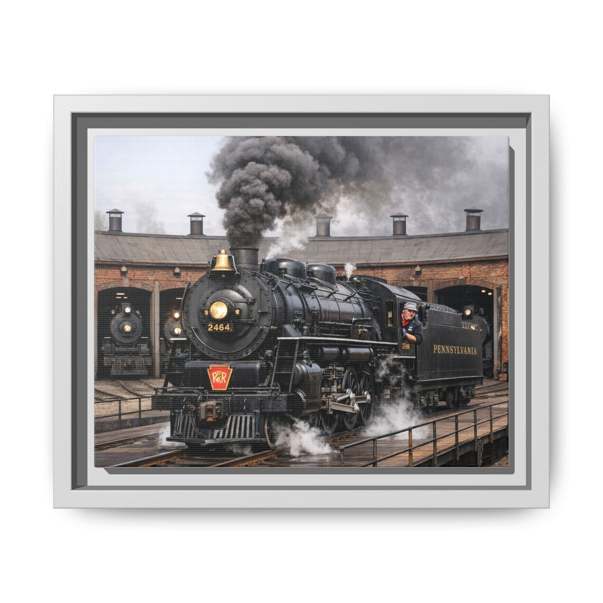Framed Steam Train/Matte Canvas60 (Multi-color)