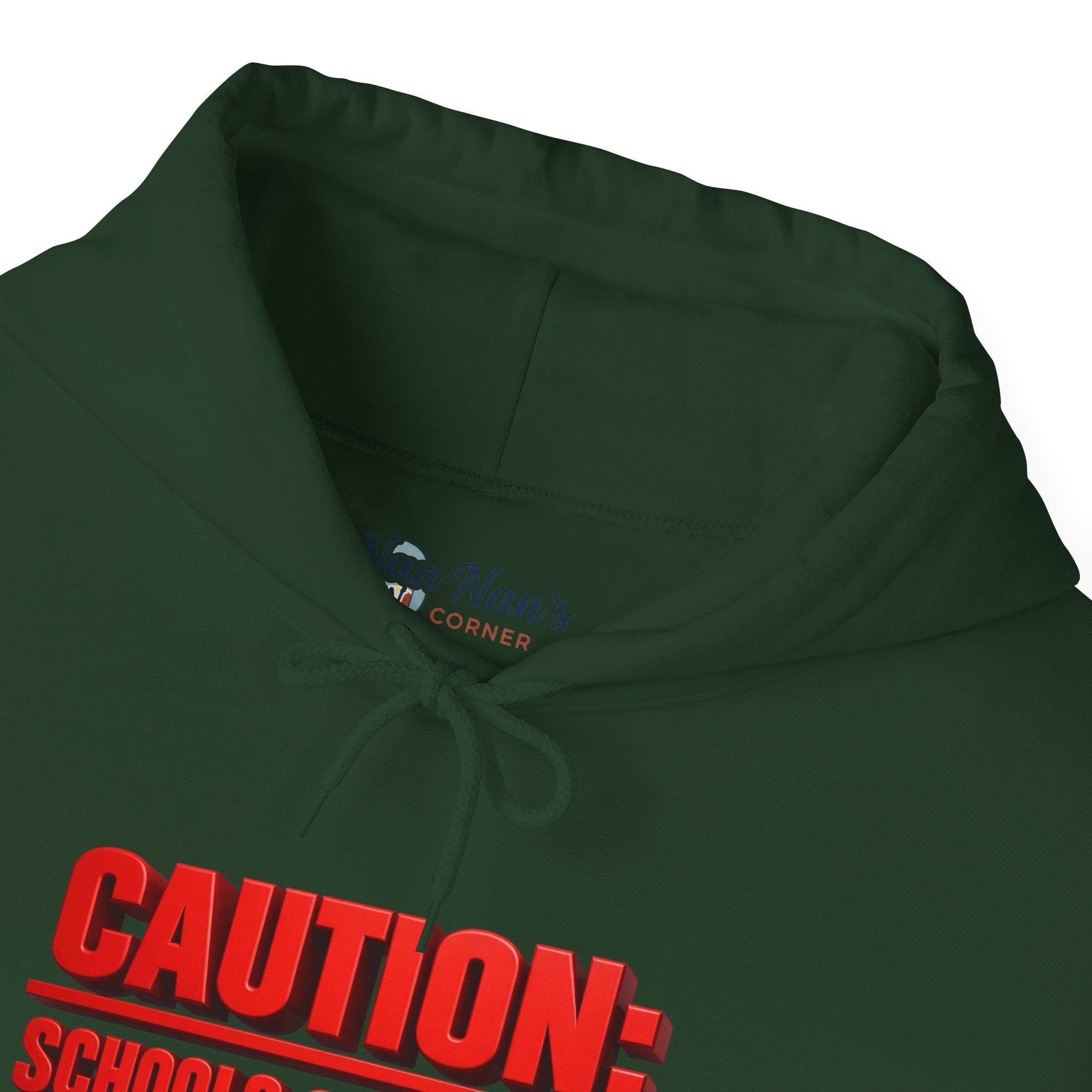 Hoodie — "CAUTION: Schools Starting, Re-Installing Brain" Back-to-School Graphic Hoodie