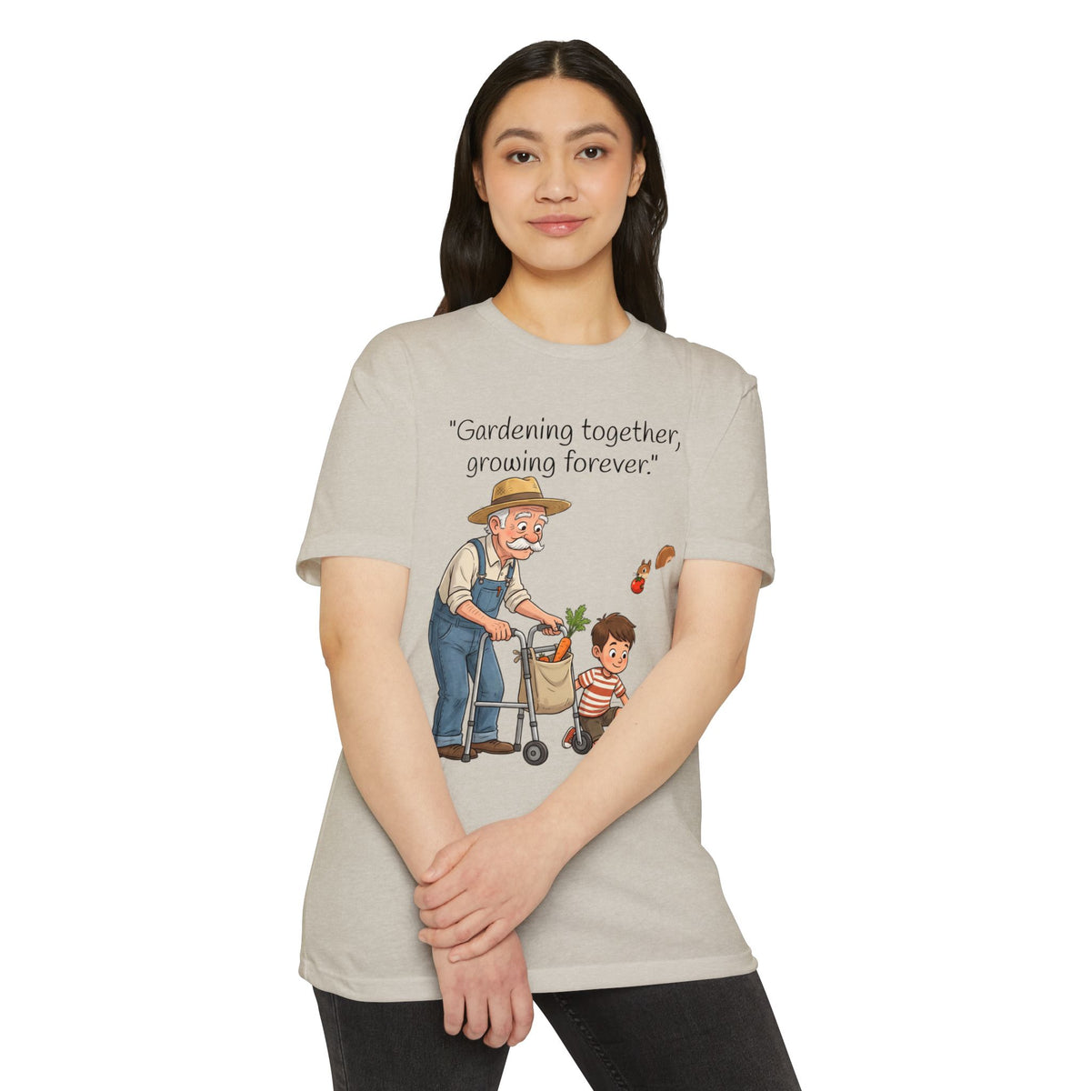 Gardening Together T-Shirt — "Gardening together, growing forever." Grandparent & Child Garden Tee