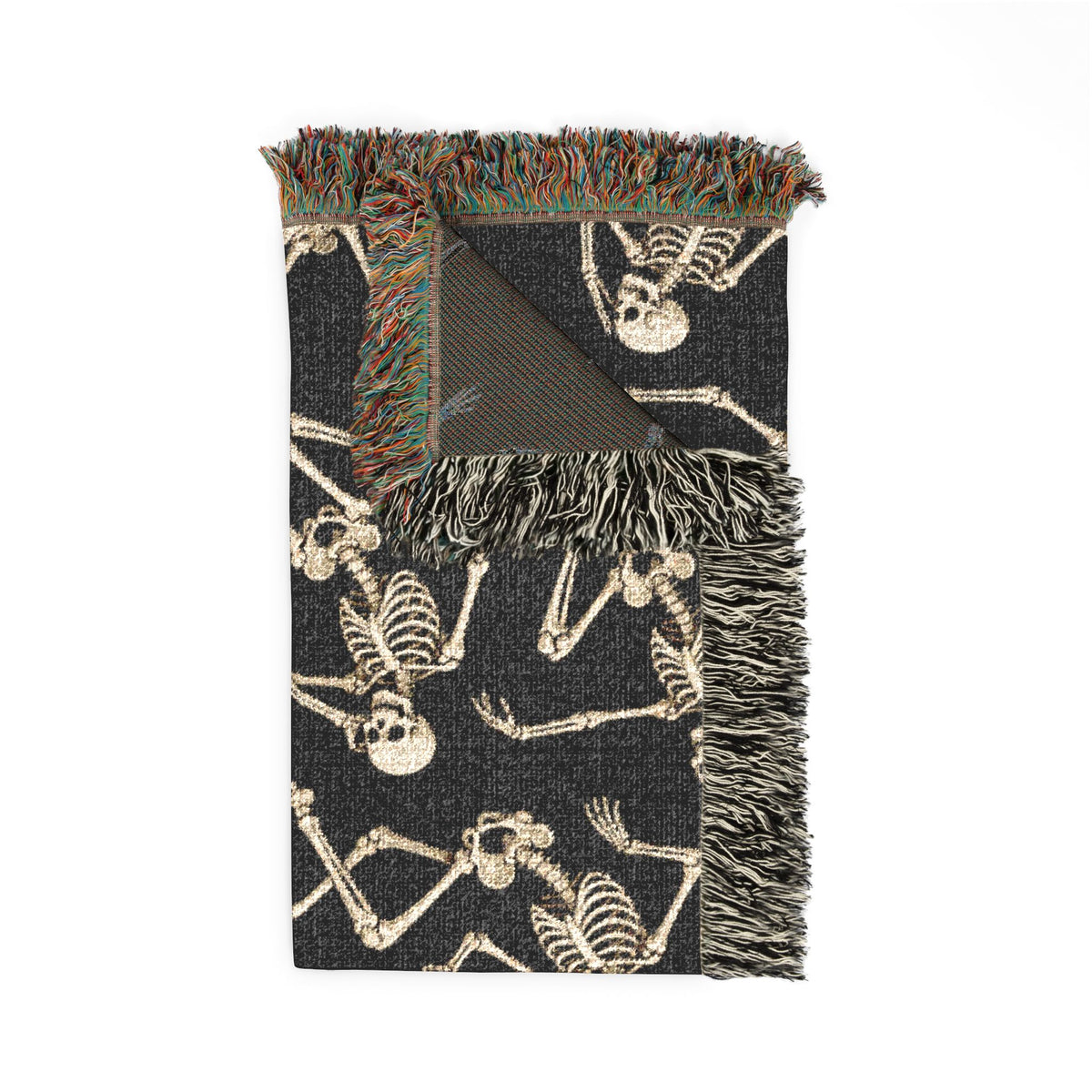 Gold Skeleton Woven Blanket - Halloween Throw