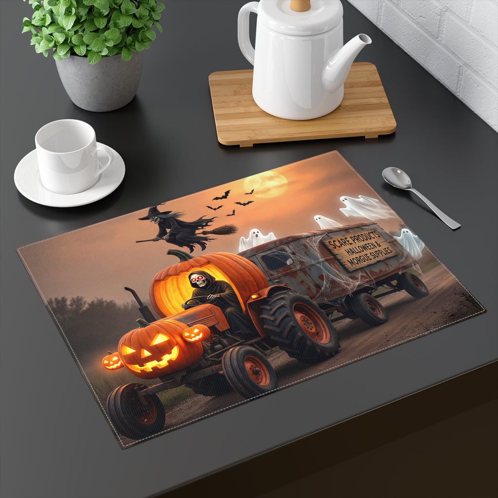 Halloween Pumpkin Tractor Placemat