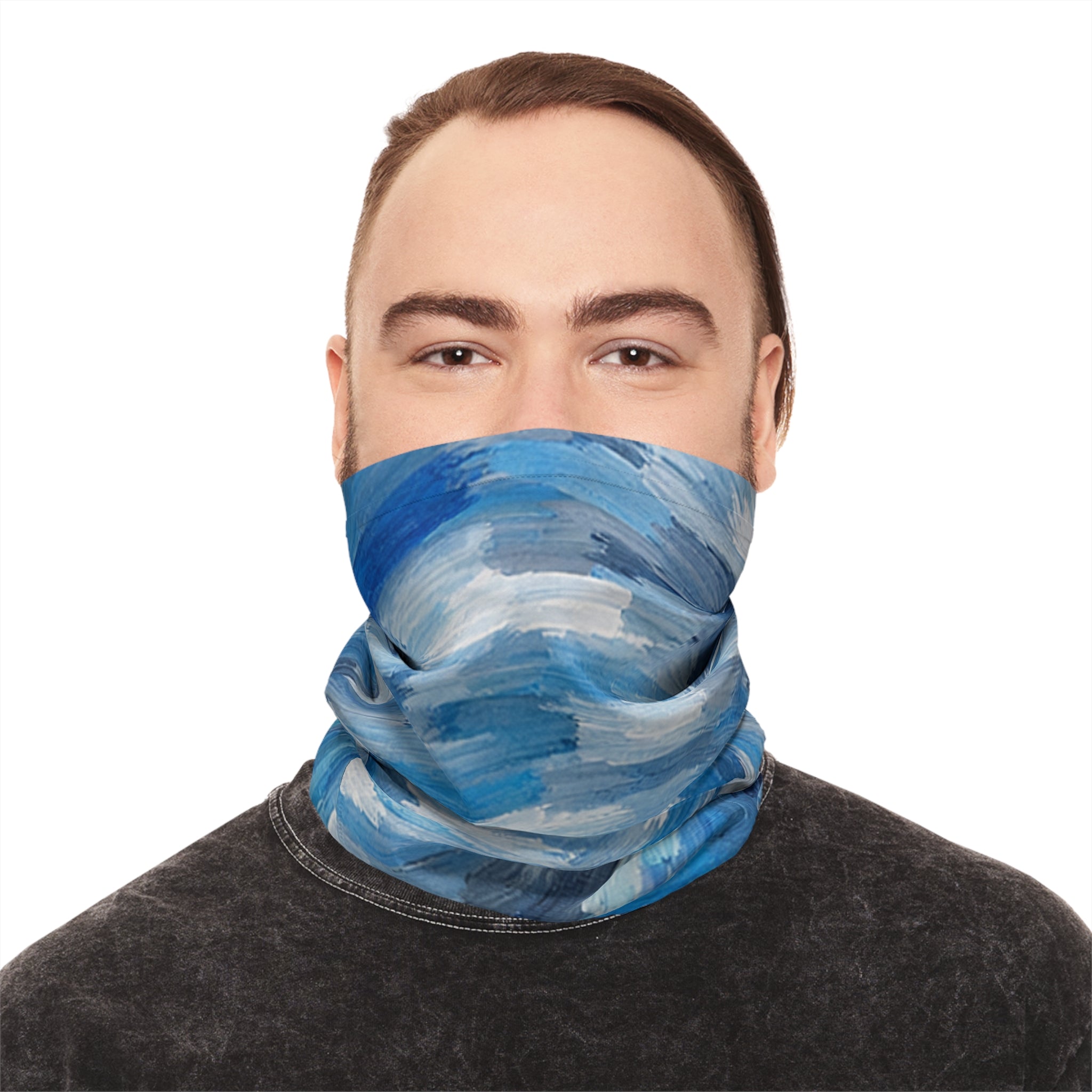 Blue Swirl Pattern Neck Gaiter | Abstract Spiral Design, Lightweight