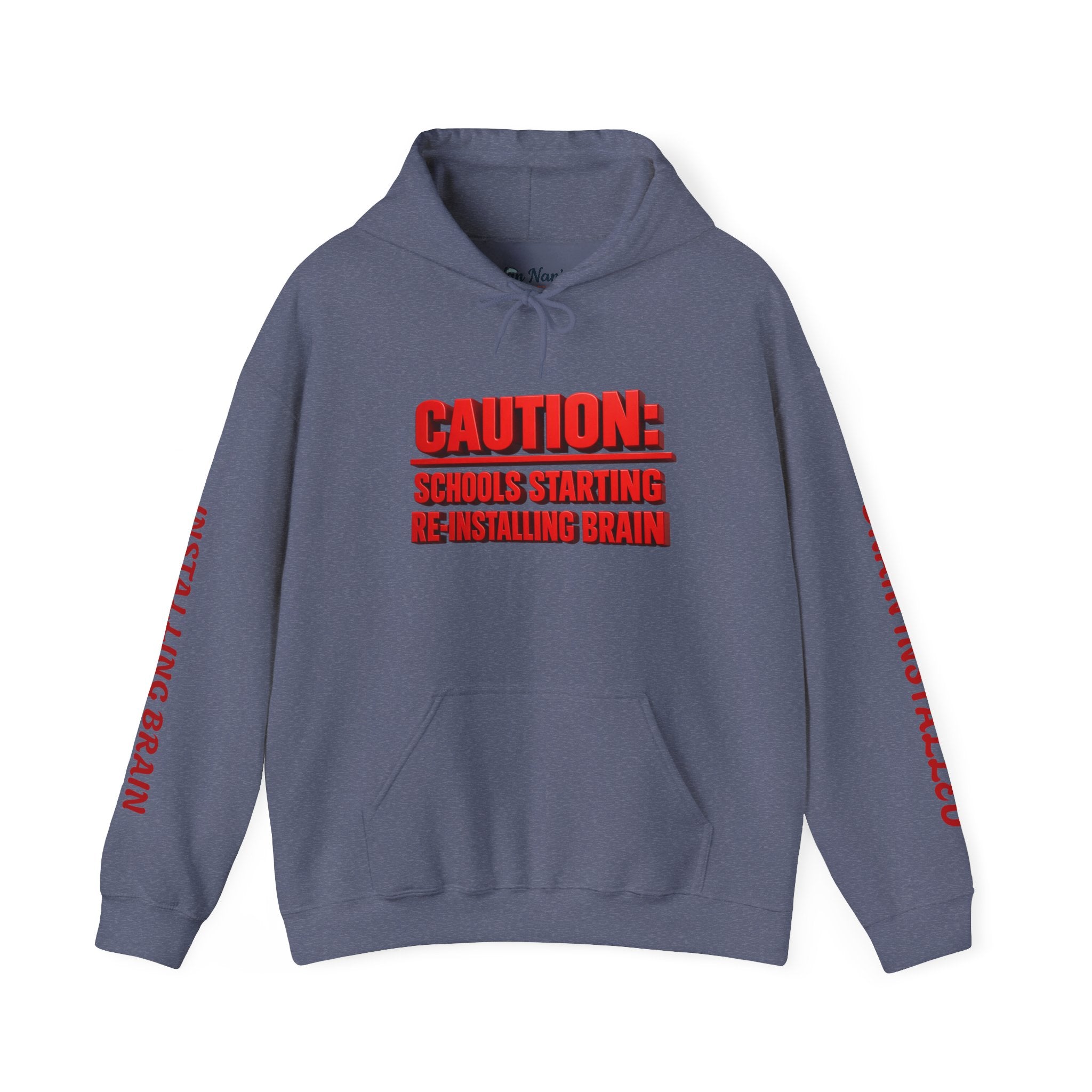 Caution Schools Starting Re-Installing Brain Unisex Graphic Hoodie – Funny Back-to-School Sweatshirt