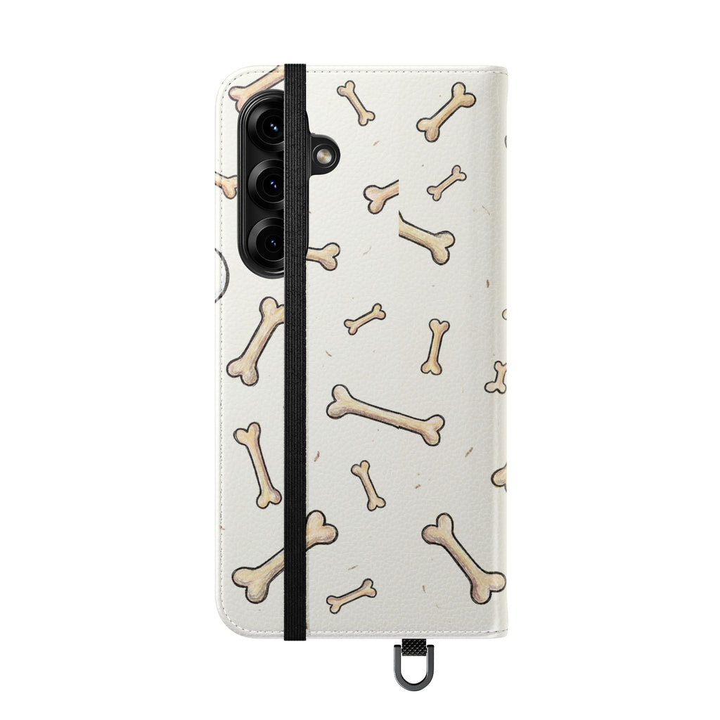 Pug & Bones Phone Flip Case / Cute Dog Wallet Cover