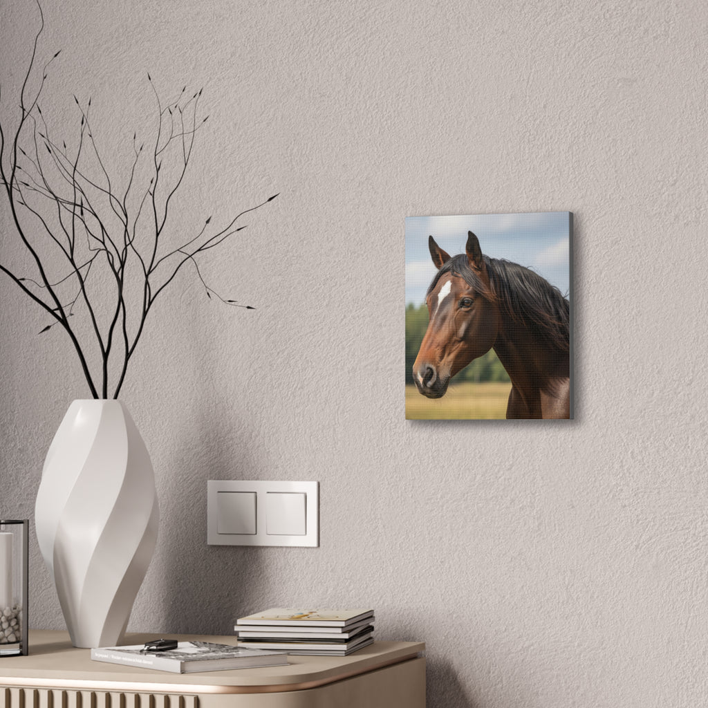 Bay Horse Portrait Canvas Print / Wall Art for Equestrian Lovers