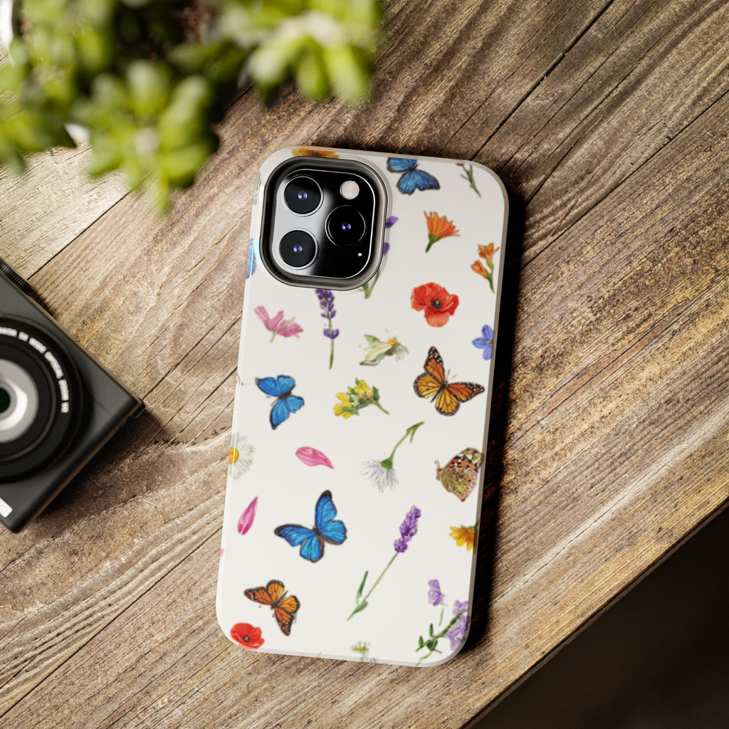 Butterfly Meadow Tough Phone Case / Floral Protective Phone Cover