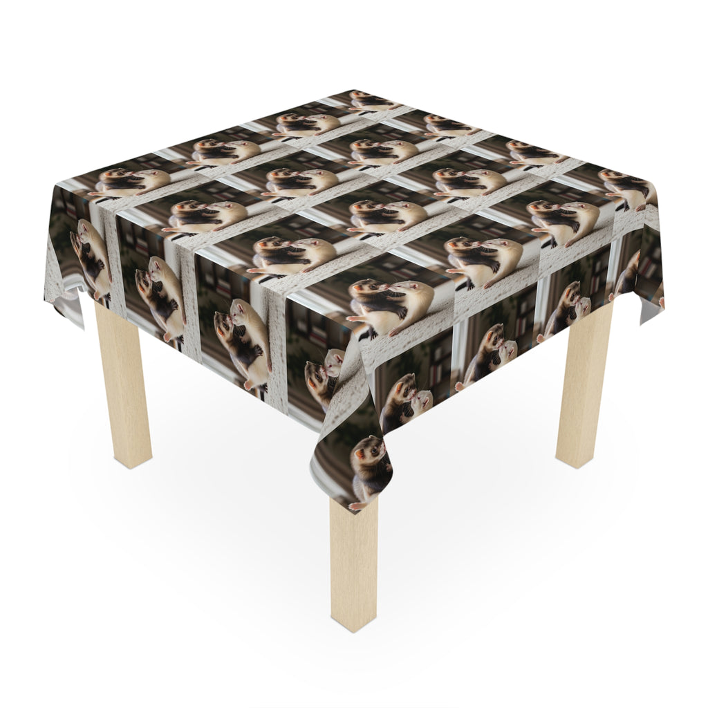 Cozy Ferret Pattern Tablecloth / Cute Repeating Ferret Print