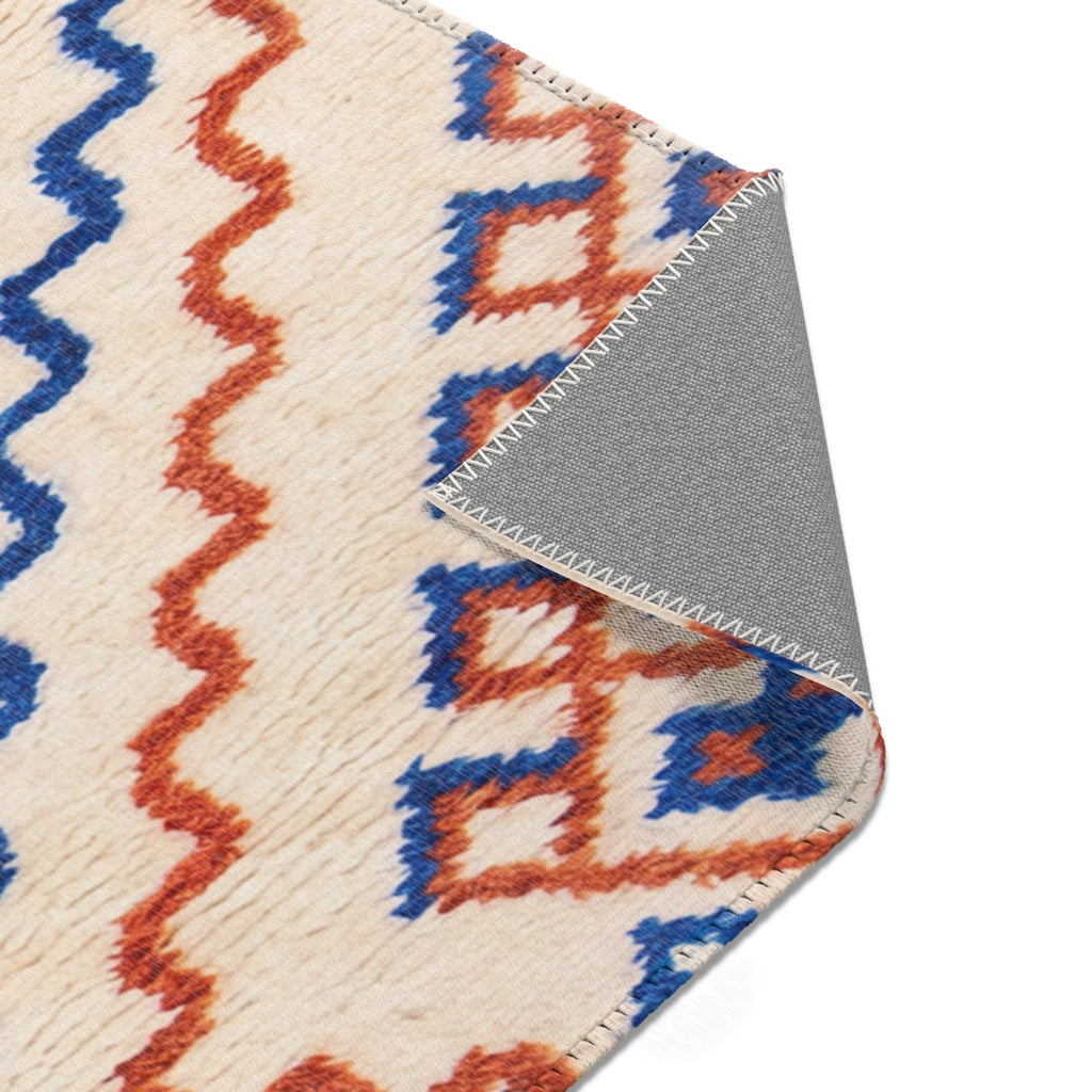 Southwestern Diamond Pattern Area Rug | Blue Rust Geometric