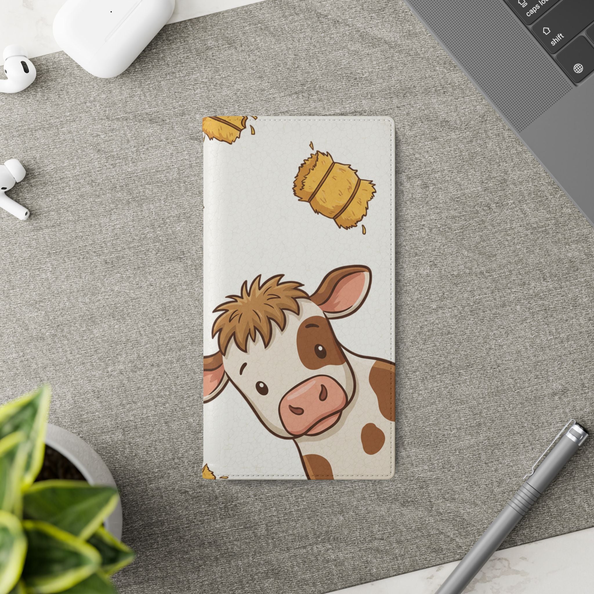Cow & Hay Pattern Flip Case/ Cute Farm Animal Phone Wallet