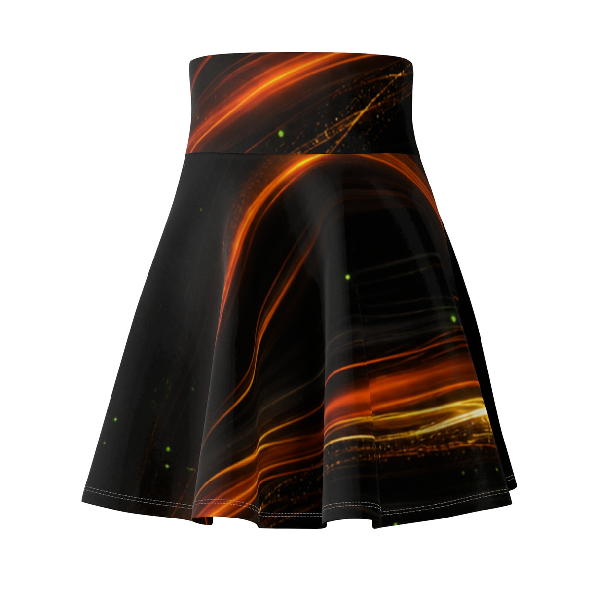 Orange Flame Skater Skirt | Molten Fire Print – High-Rise Women's Skirt