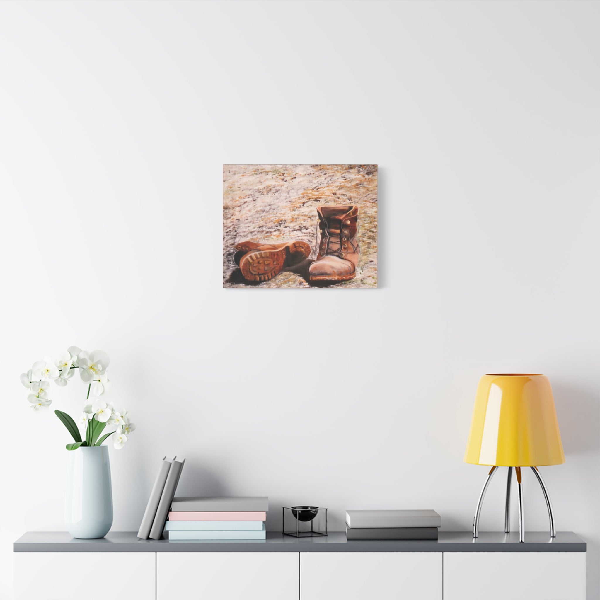 Worn Leather Boots Canvas