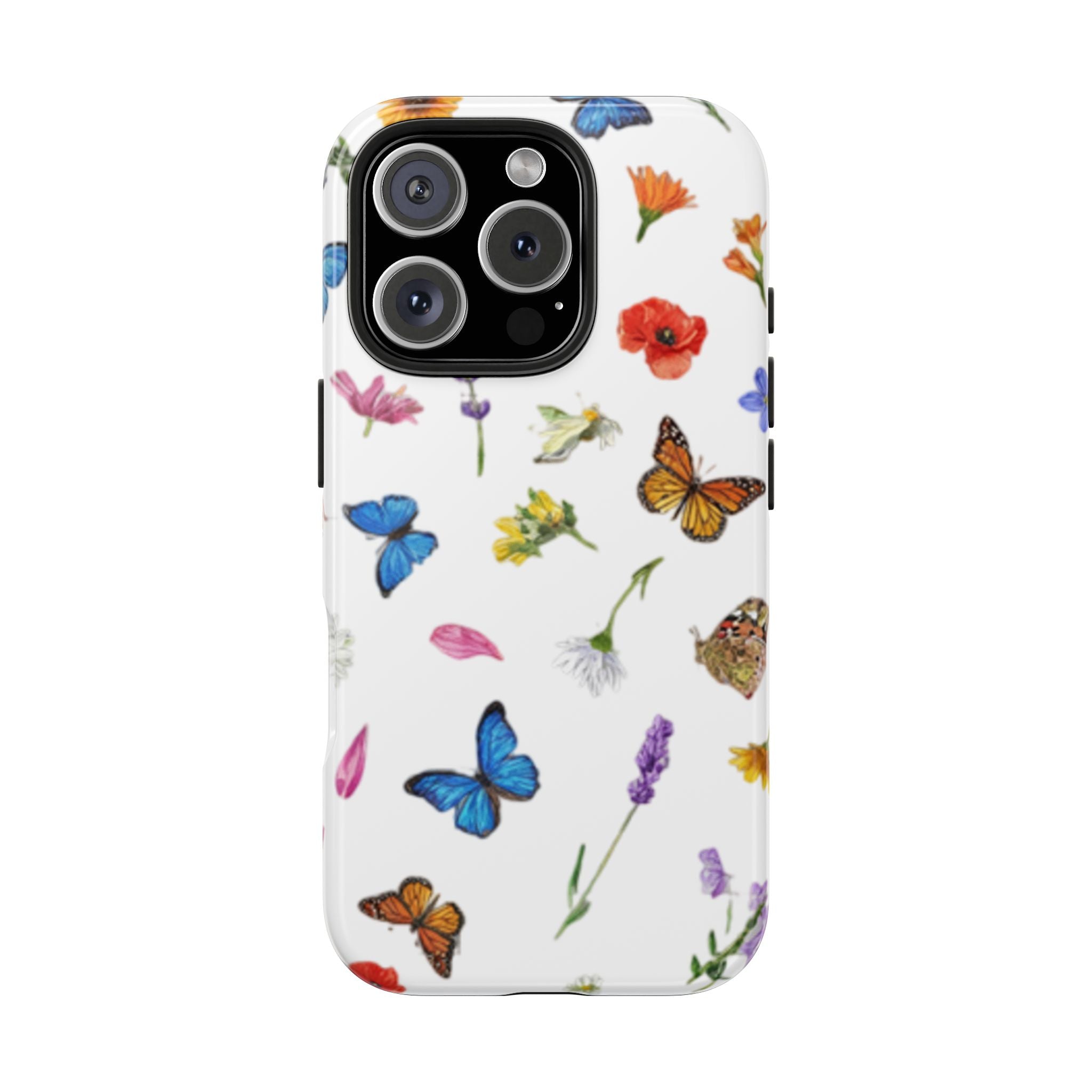 Butterfly Meadow Tough Phone Case / Floral Protective Phone Cover