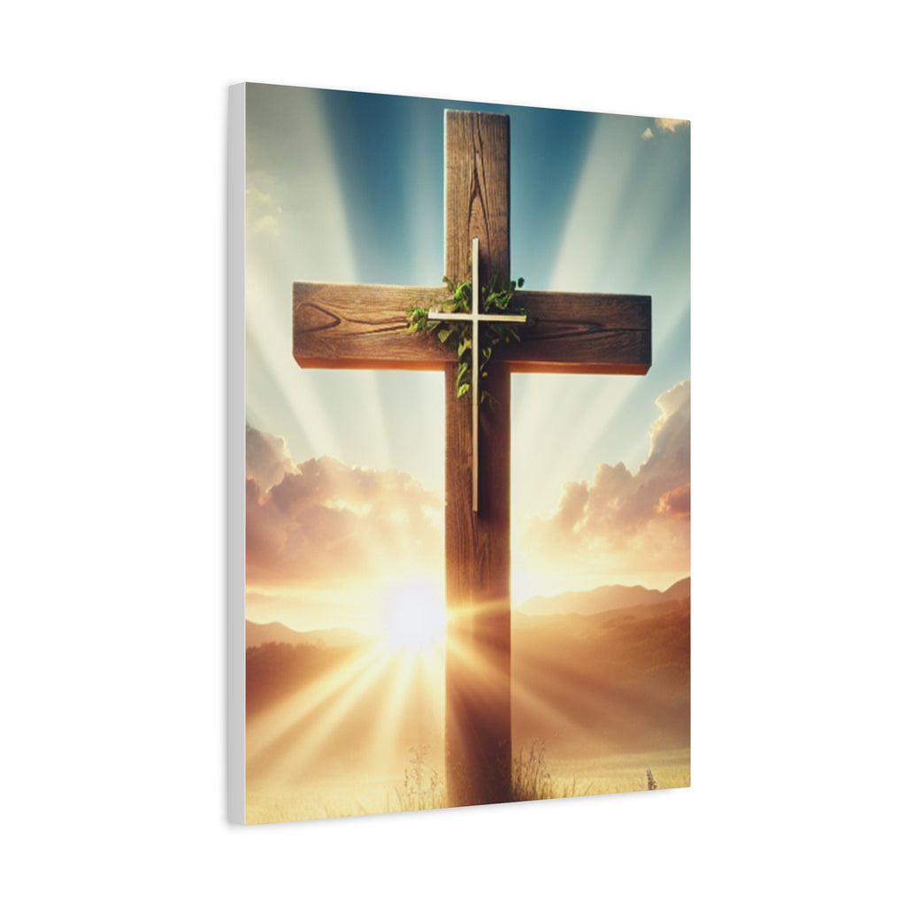 Sunrise Cross Matte Canvas Wall Art / Christian Inspirational Religious Home Decor
