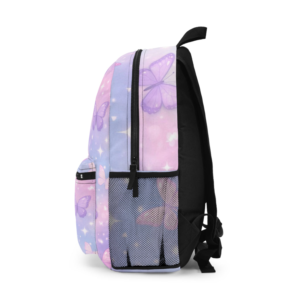 Pastel Butterfly Pattern Backpack | Pink Lavender Stars