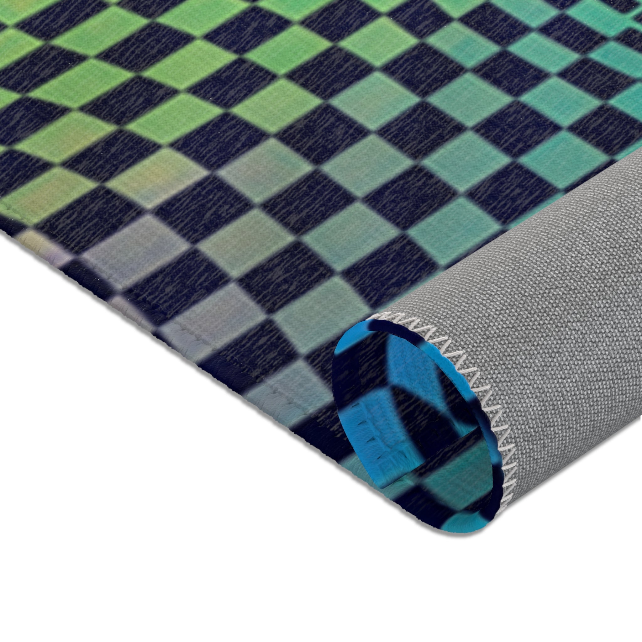 Psychedelic Wavy Checkerboard Area Rug | Trippy Optical Illusion Pattern