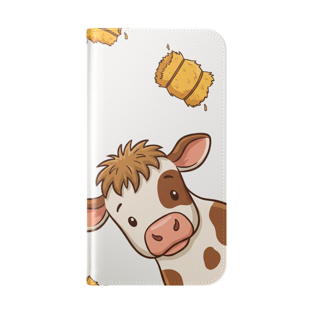 Cow & Hay Pattern Flip Case/ Cute Farm Animal Phone Wallet