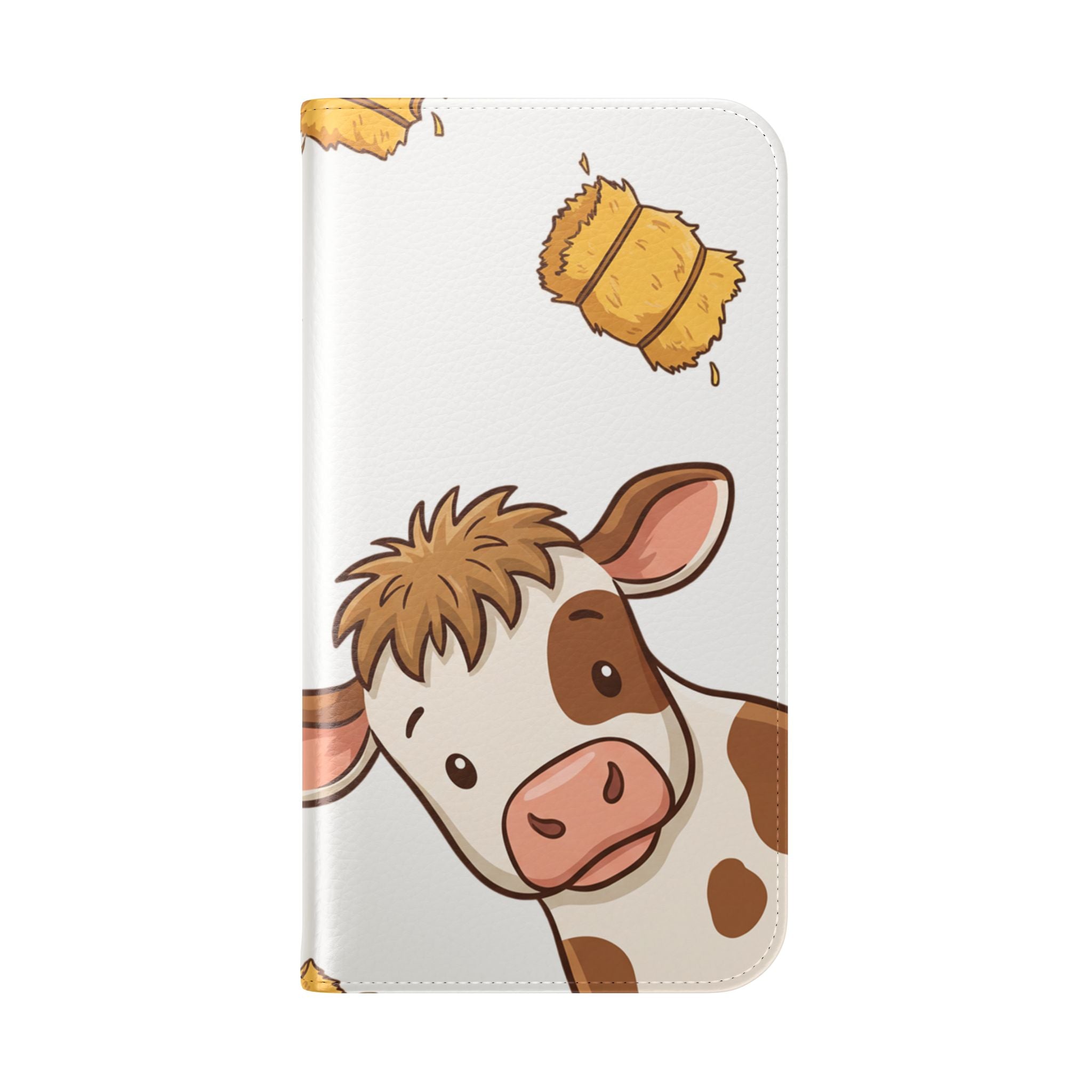 Cow & Hay Pattern Flip Case/ Cute Farm Animal Phone Wallet