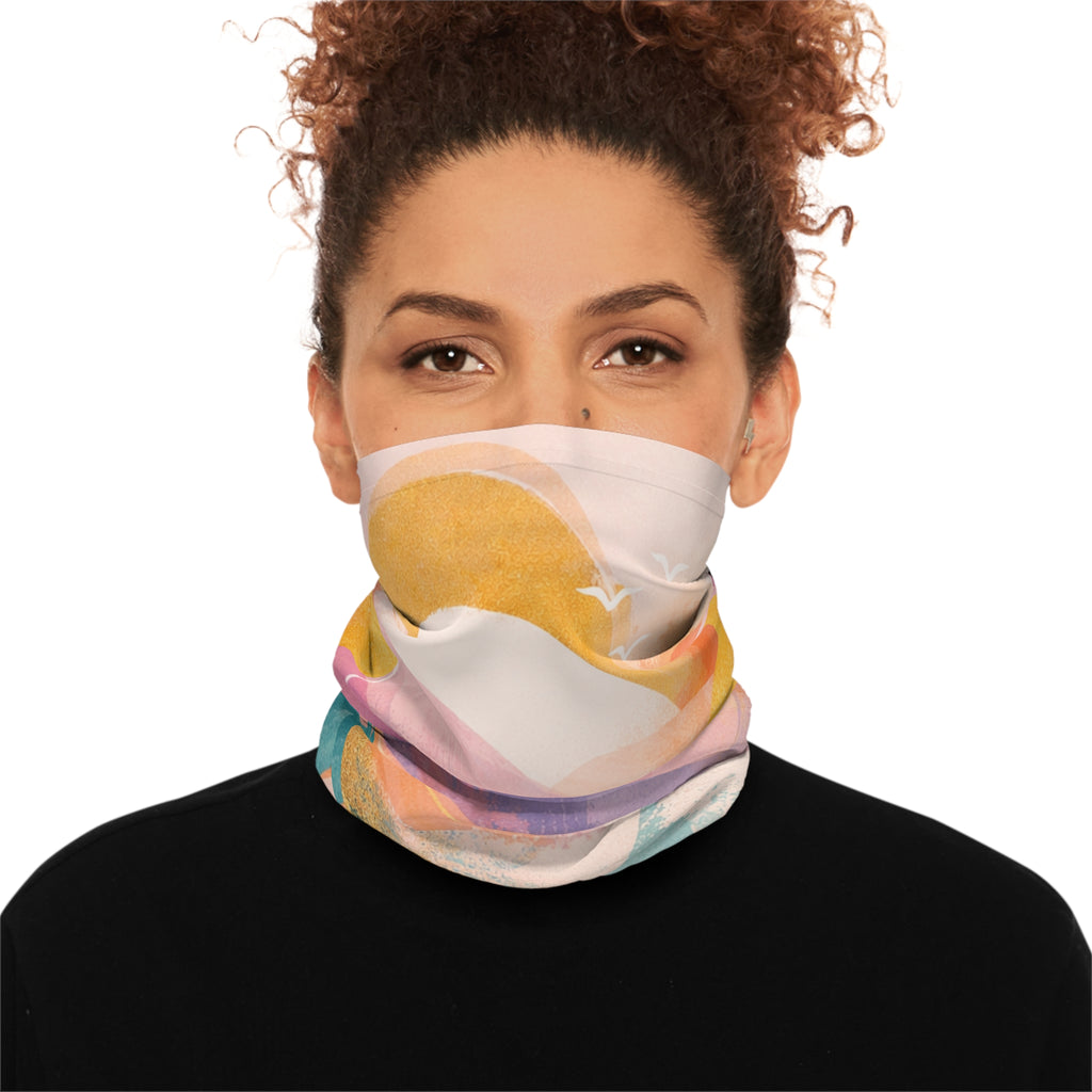 Abstract Sunset Wave Neck Gaiter | Pastel Mountain Beach Scarf