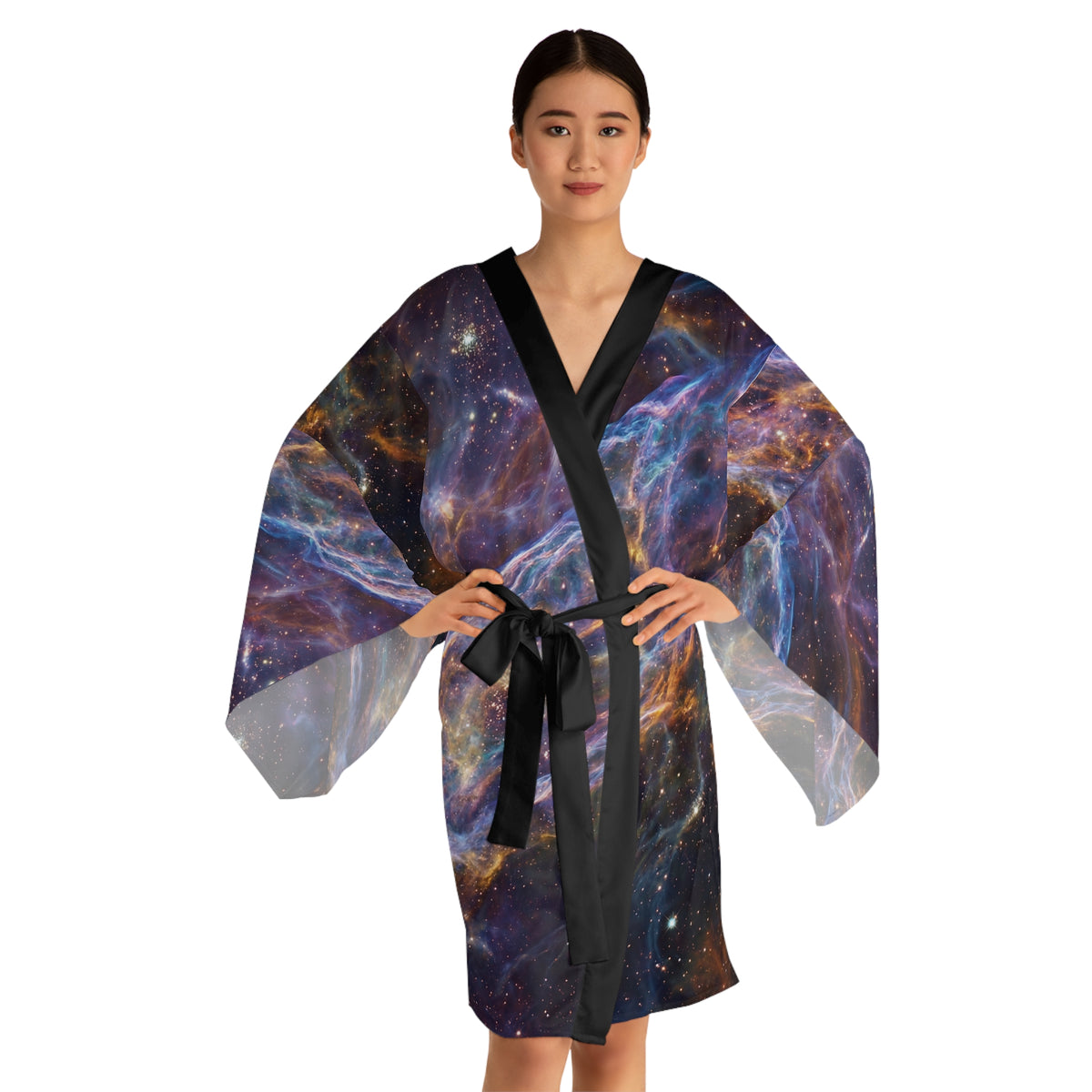 Cosmic Nebula Print Kimono Robe