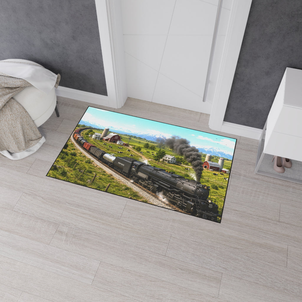 Vintage Steam Locomotive Floor Mat | Train Farm Landscape