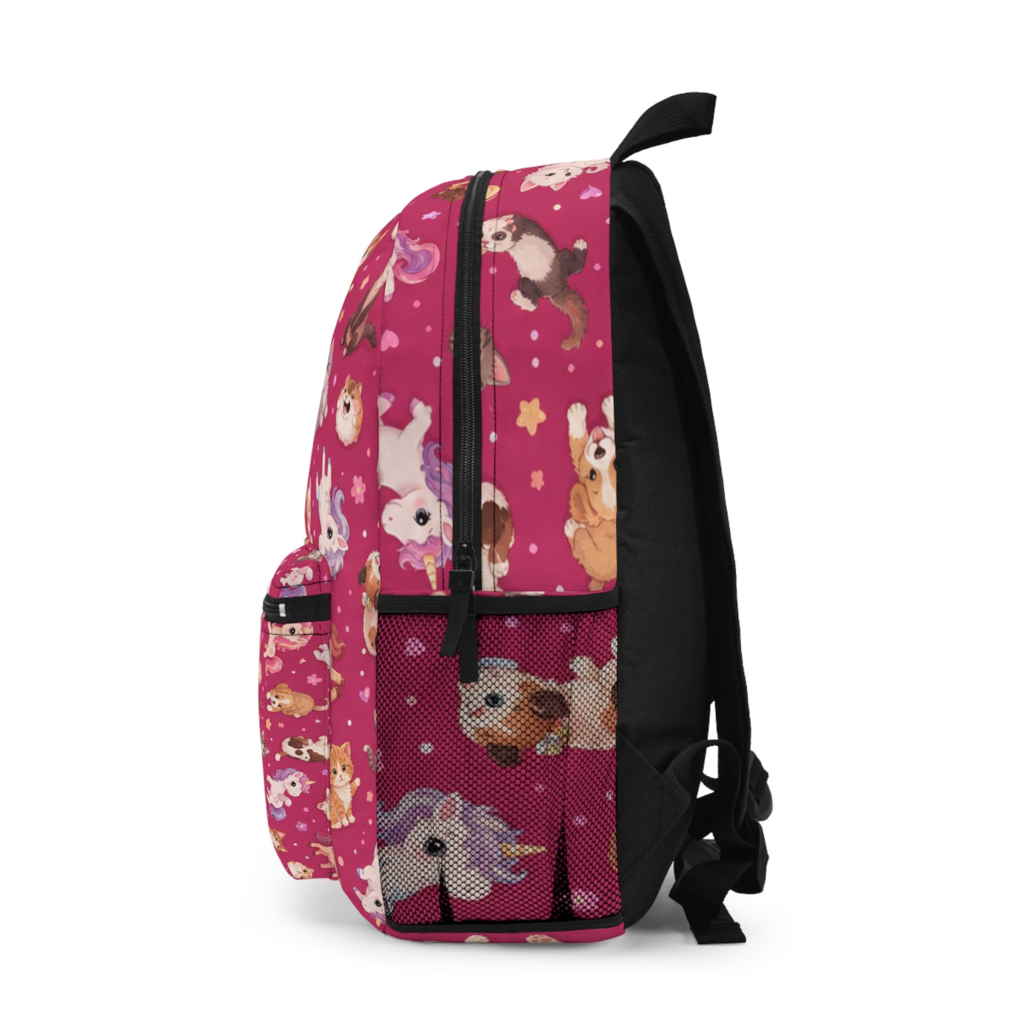 Cute Puppies Pattern Backpack | Pink Dog Print School Bag