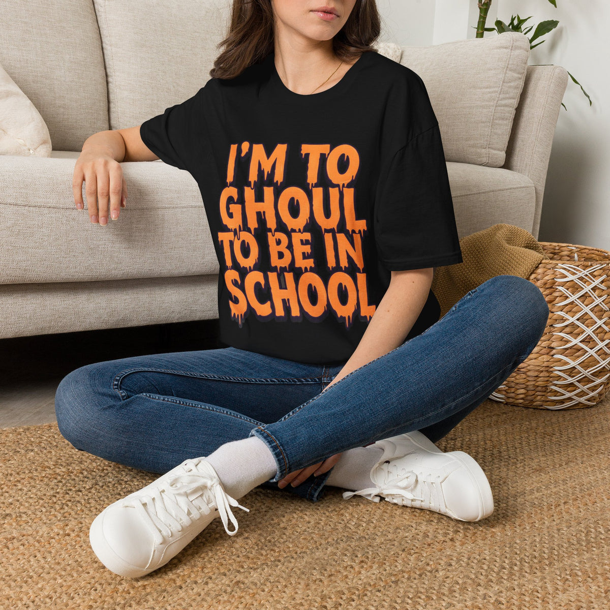 I'm Too Ghoul for School T-Shirt | Drippy Orange Halloween Graphic – Funny Unisex Cotton Tee