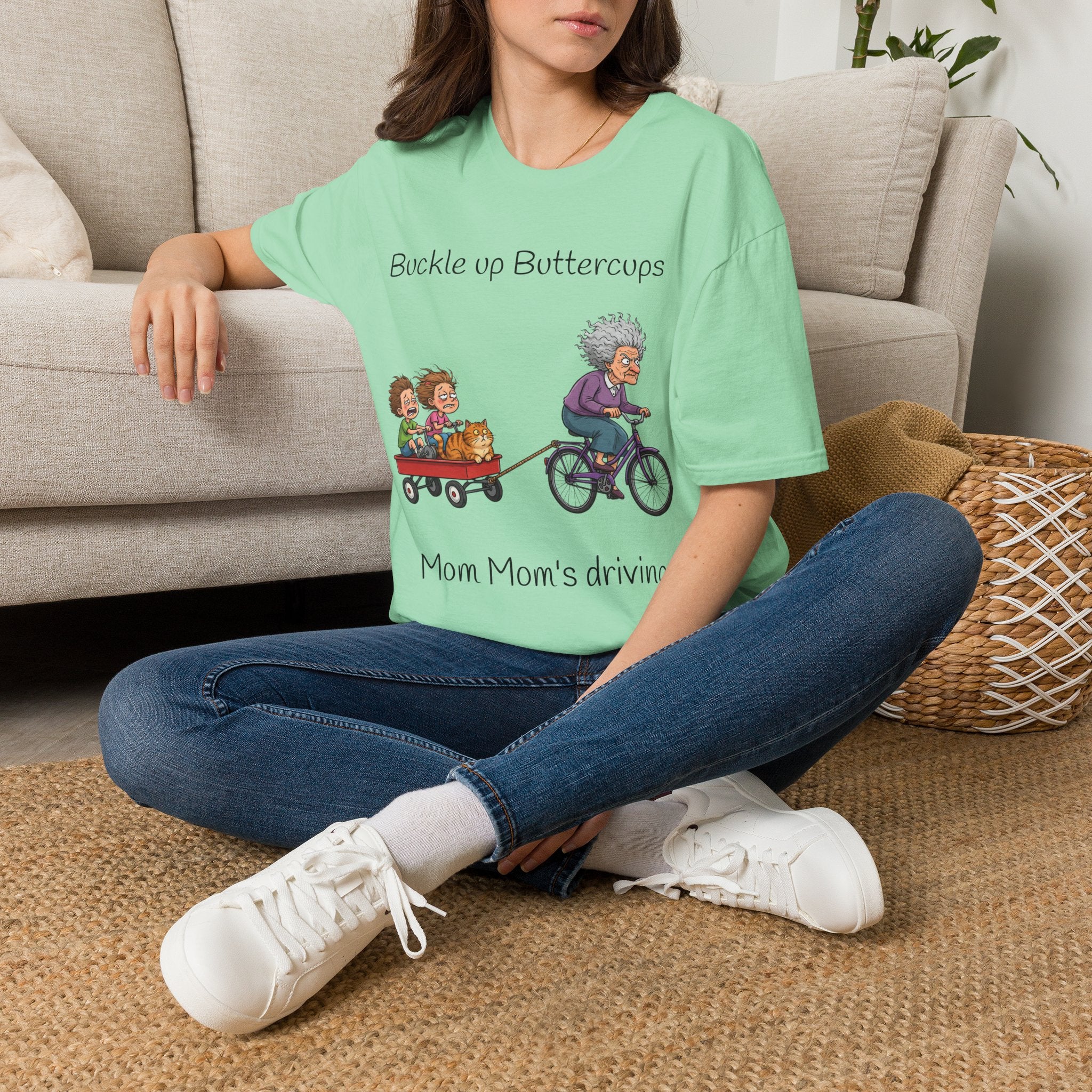 Buckle Up Buttercups Mom Mom's Driving Unisex Graphic T-Shirt – Novelty Cotton Tee
