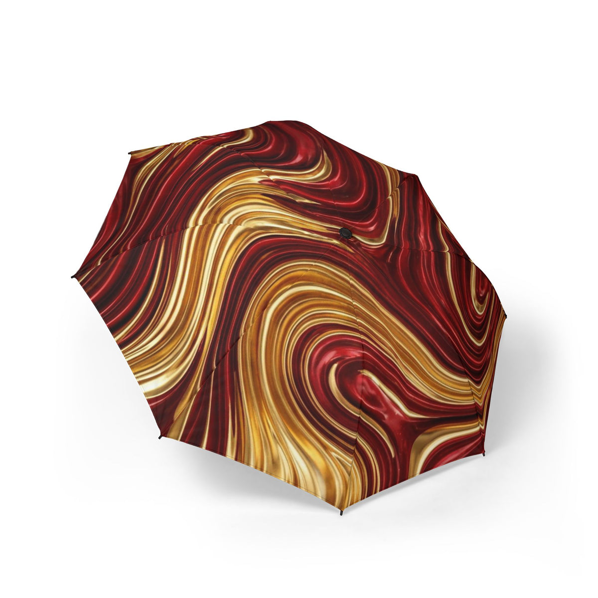Swirled Marble Pattern Umbrella | Red & Gold Abstract Foldable Umbrella