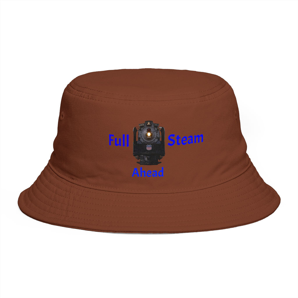 Full Steam Ahead train graphic Bucket Hat | steam locomotive motif