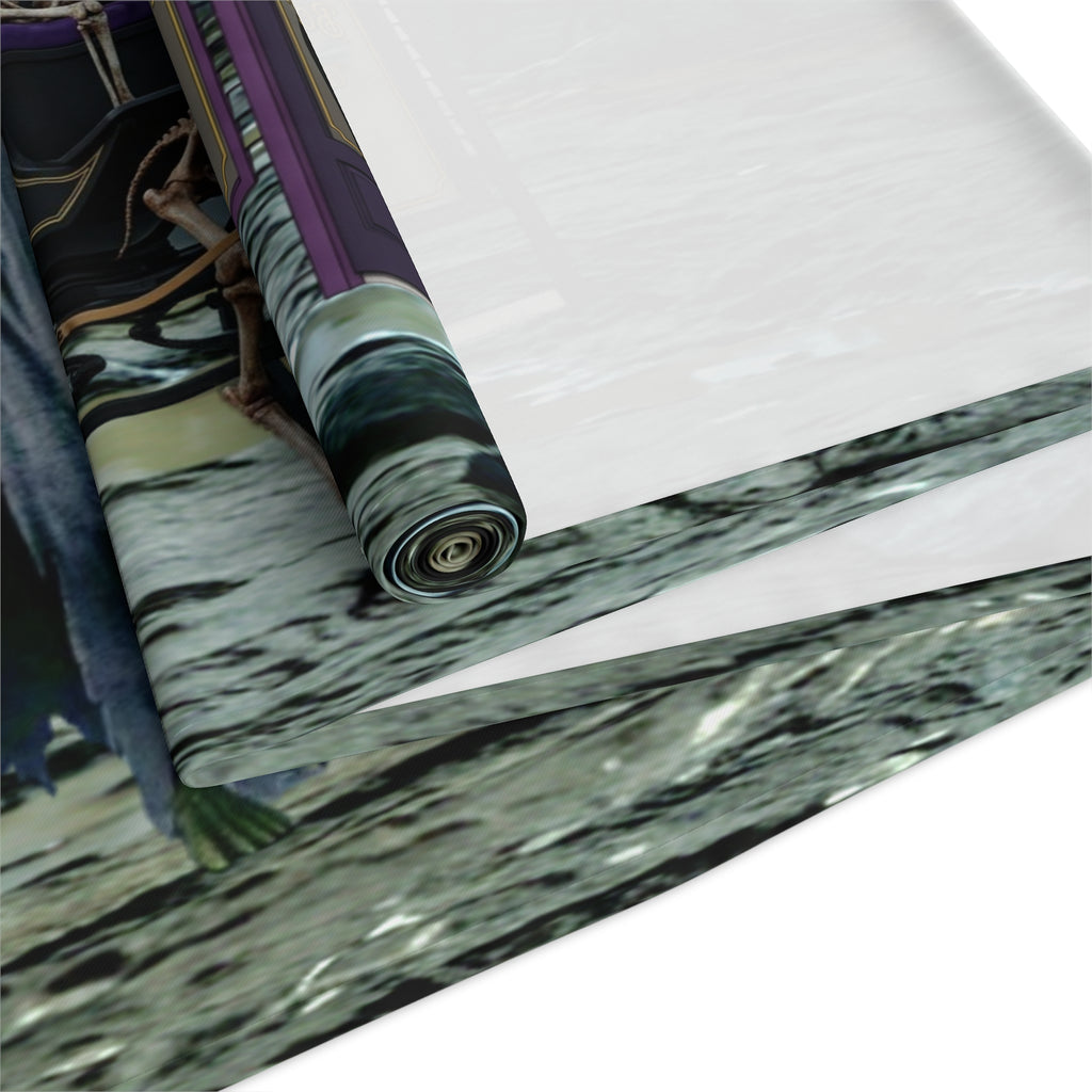 Haunted Hearse Carriage Table Runner | Halloween Spooky Graveyard Scene