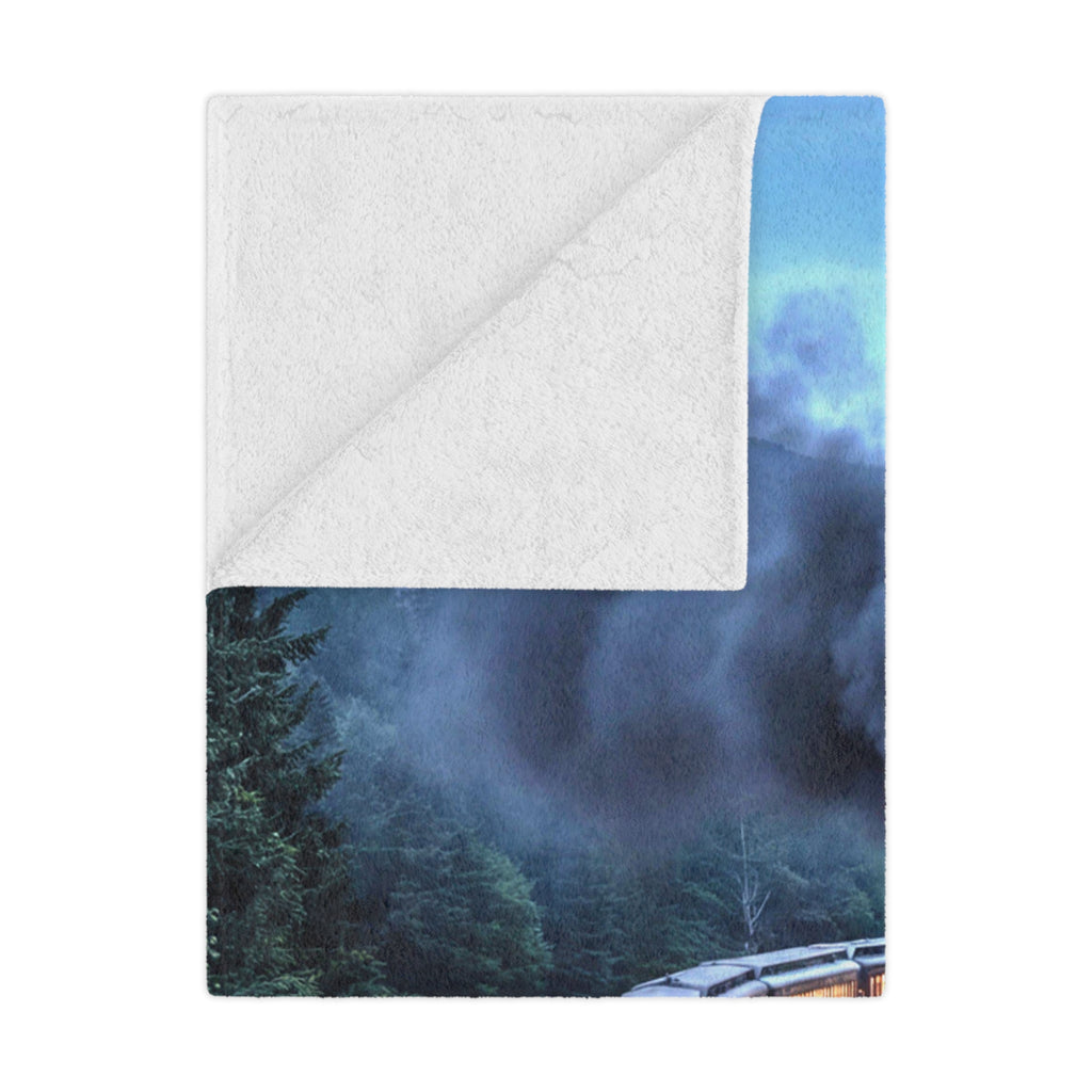 Vintage Steam Train Minky Blanket / Scenic Locomotive